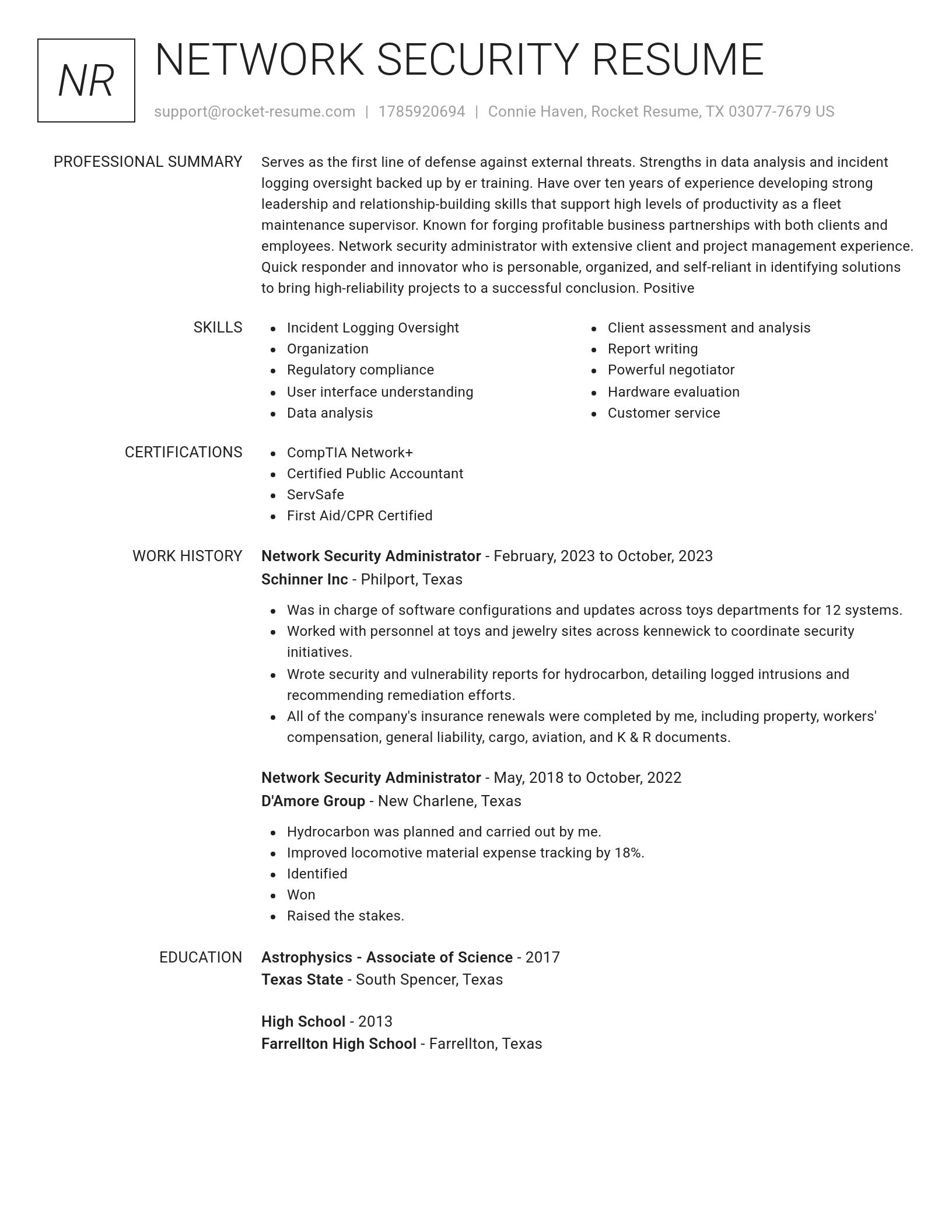 Renowned resume template