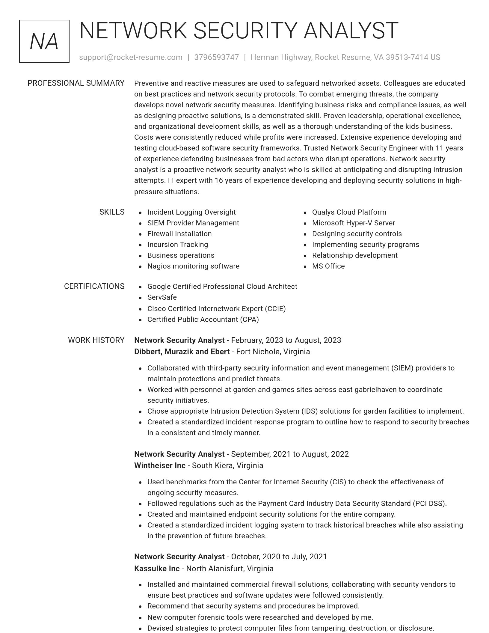 Renowned resume template
