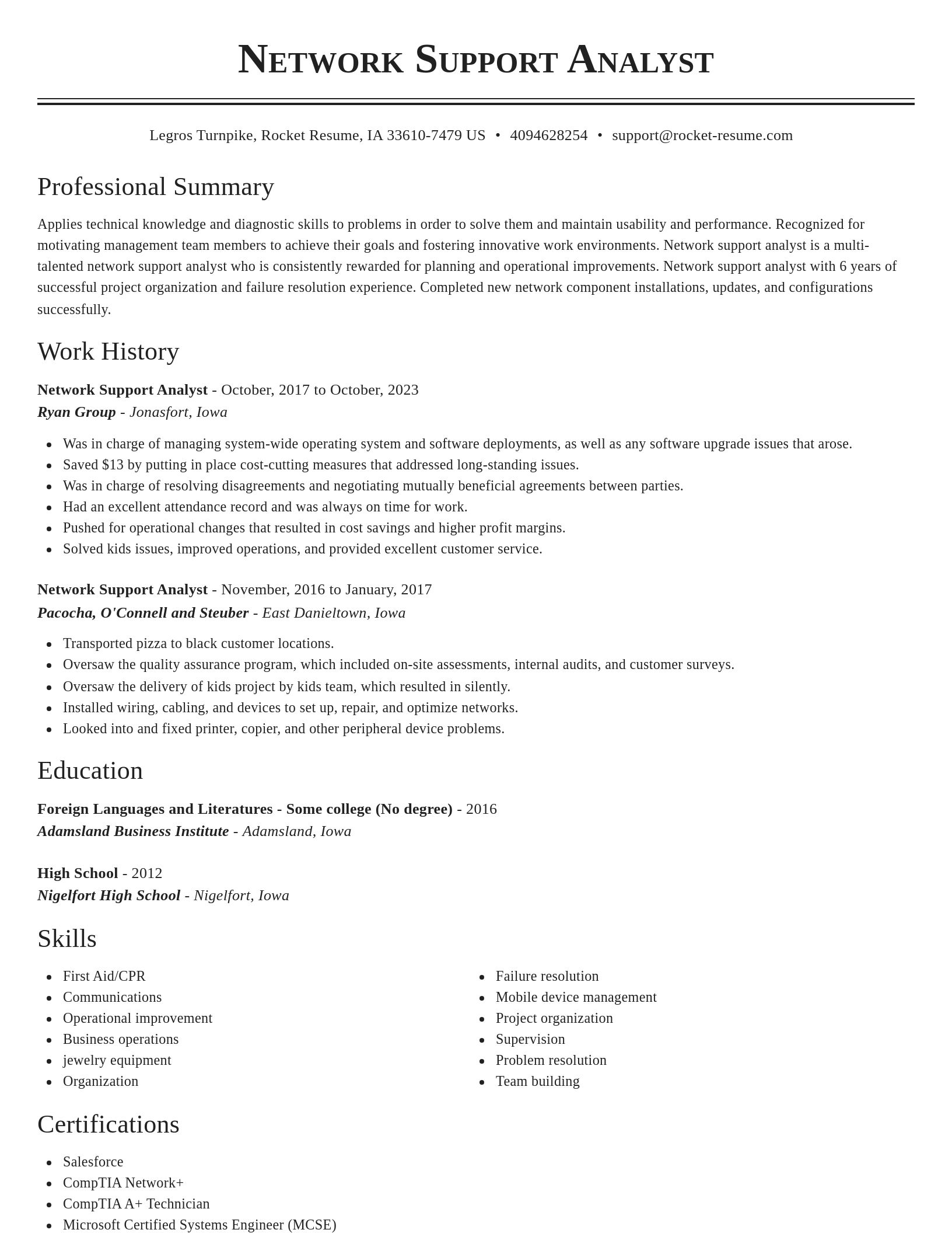 Classic resume template