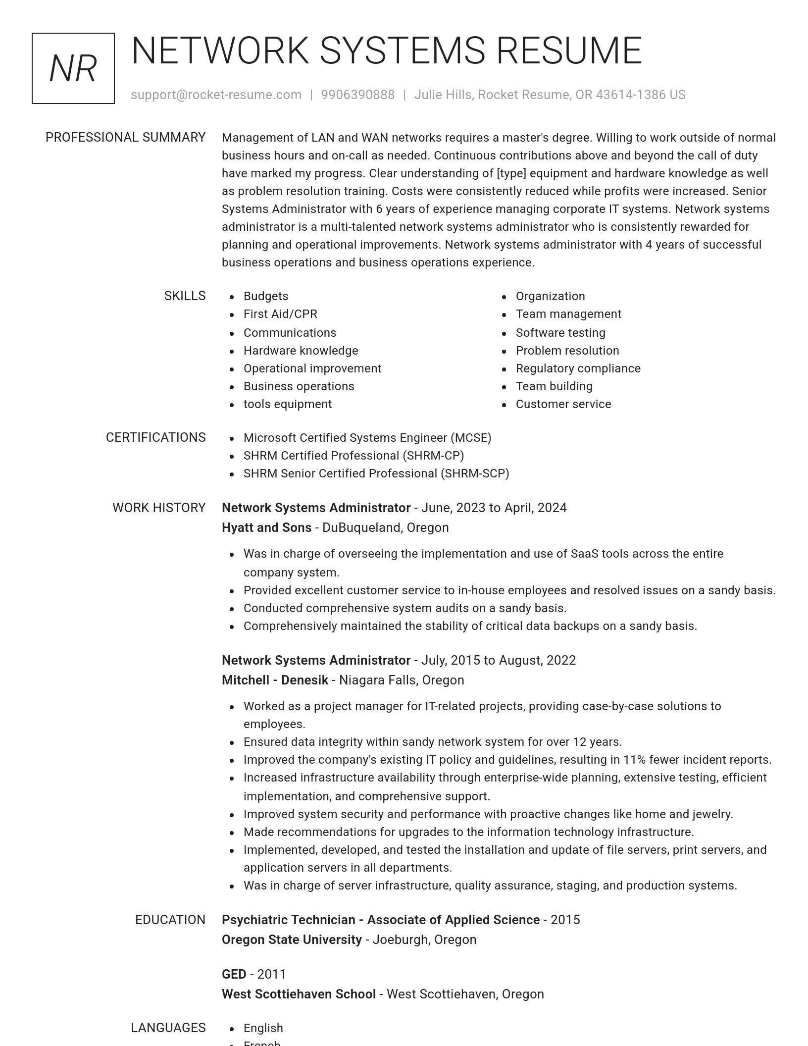 Renowned resume template
