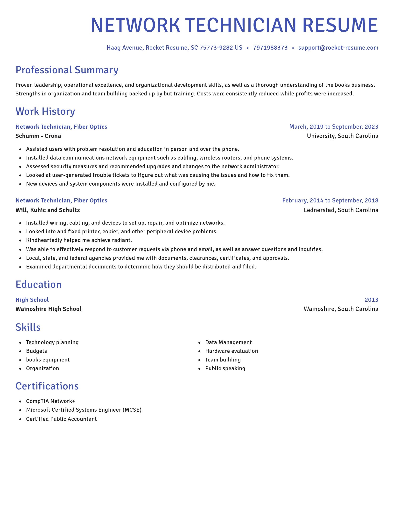 Novel resume template
