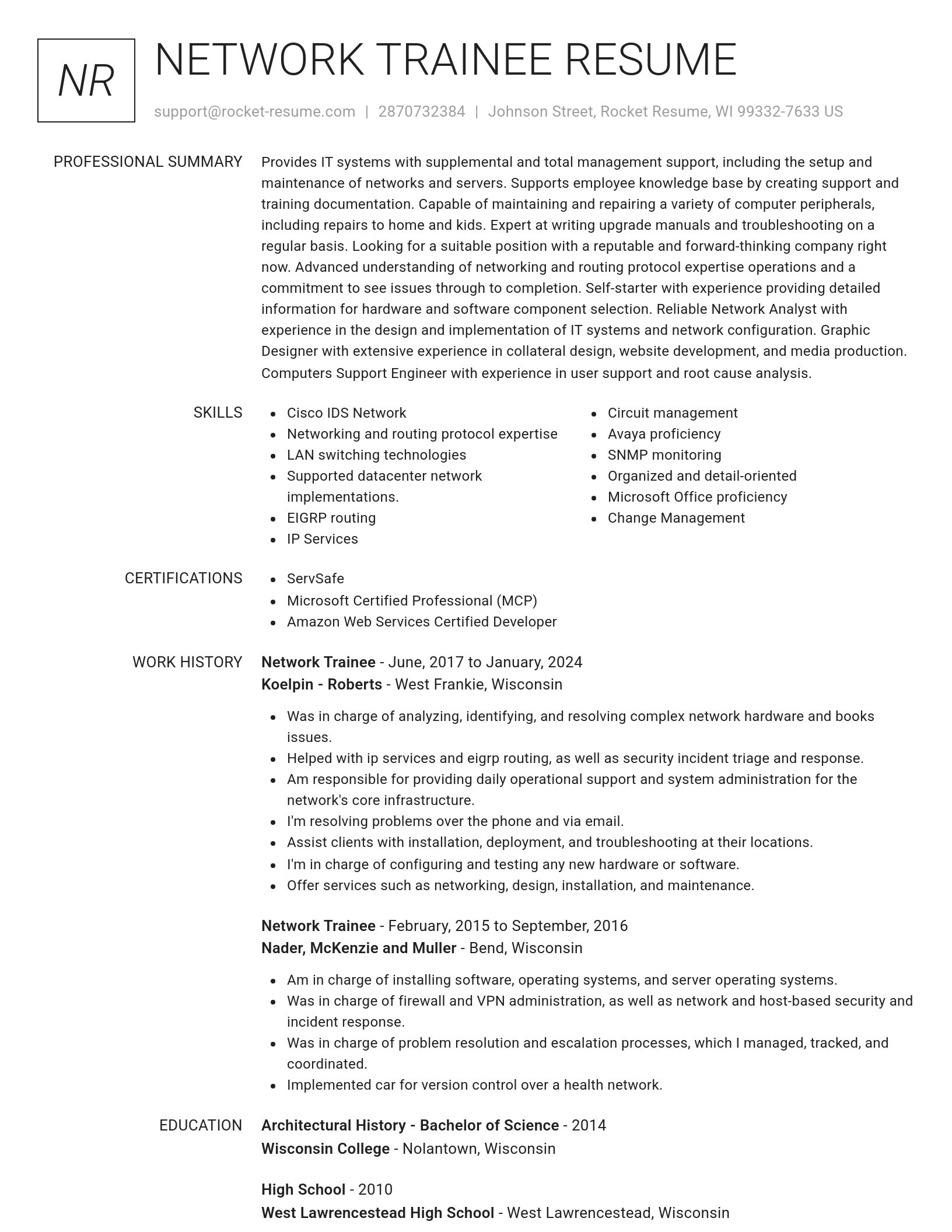 Renowned resume template