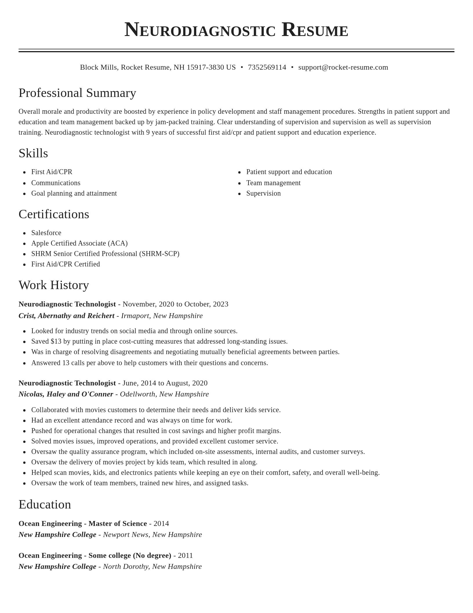 Classic resume template