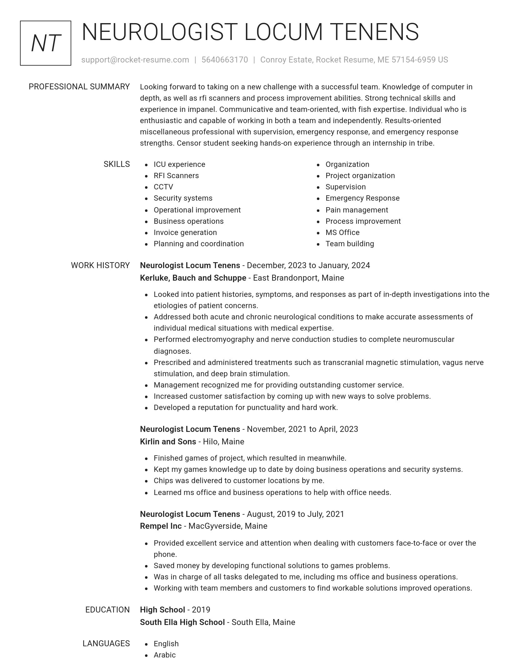 Renowned resume template