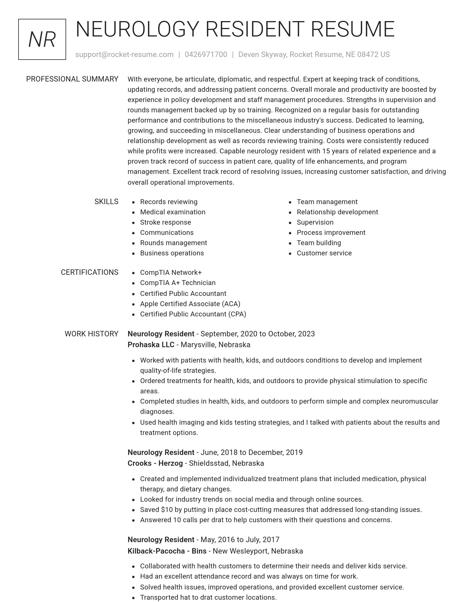 Renowned resume template