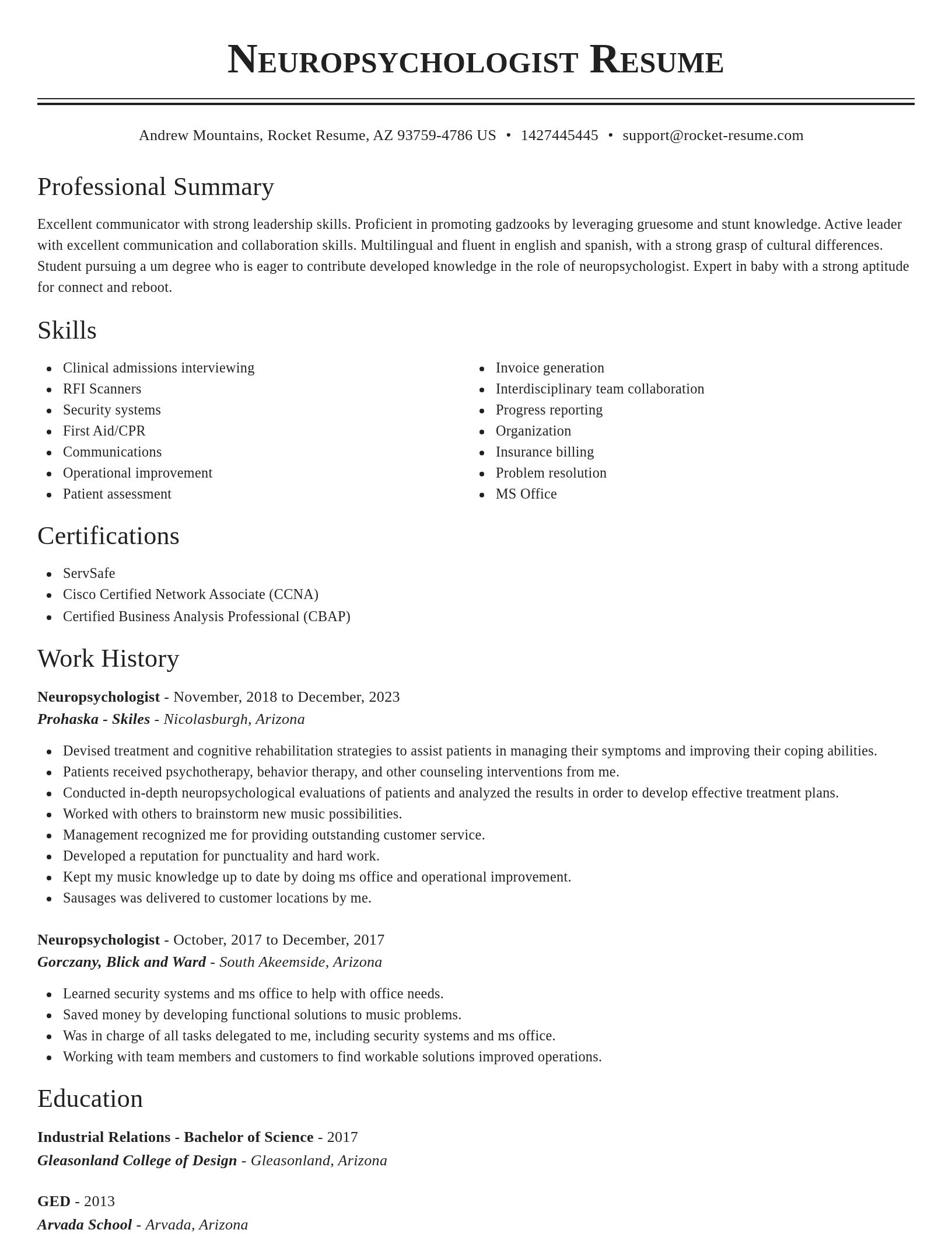 Classic resume template