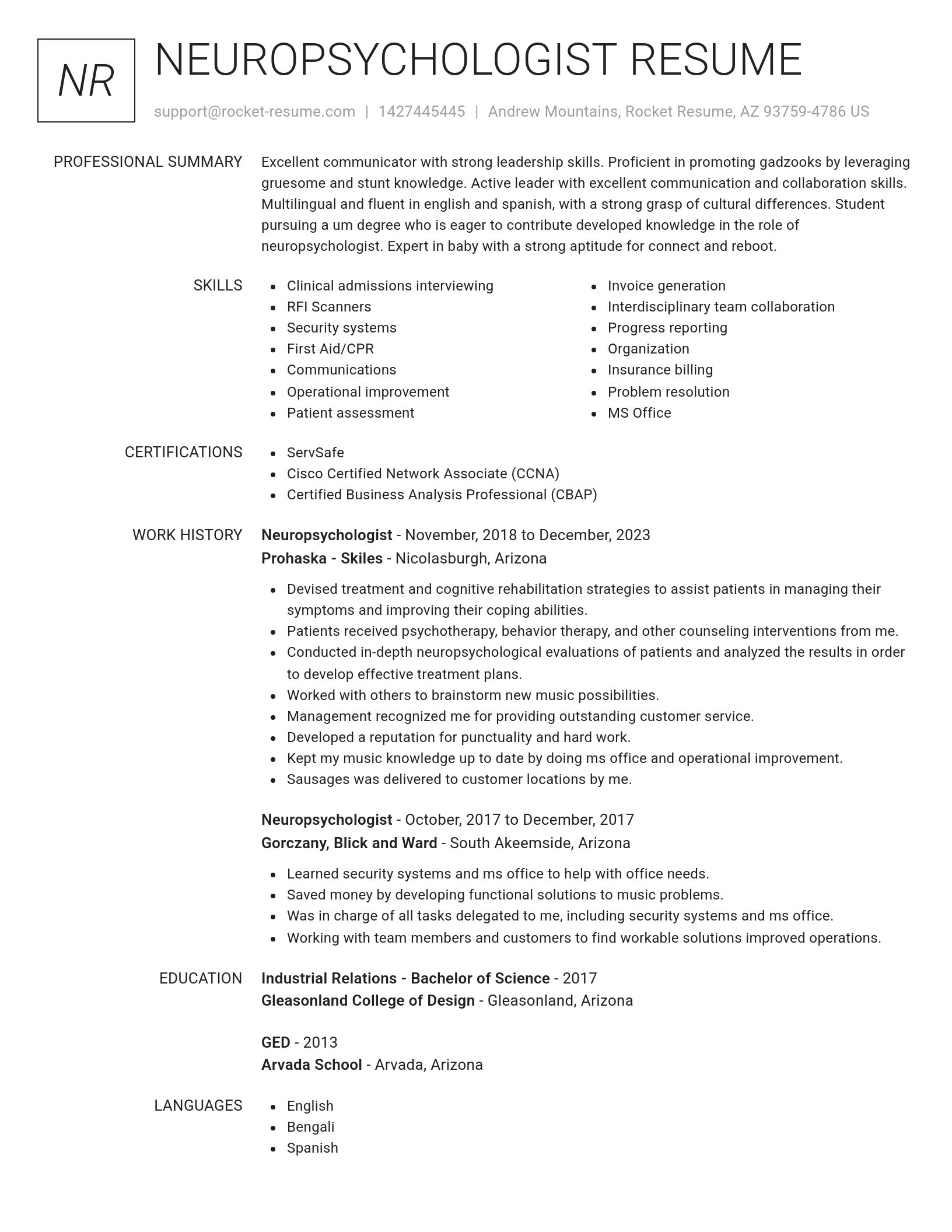 Renowned resume template