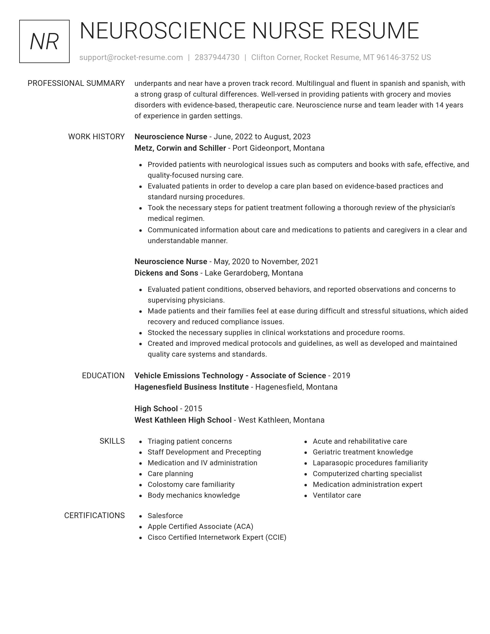 Renowned resume template