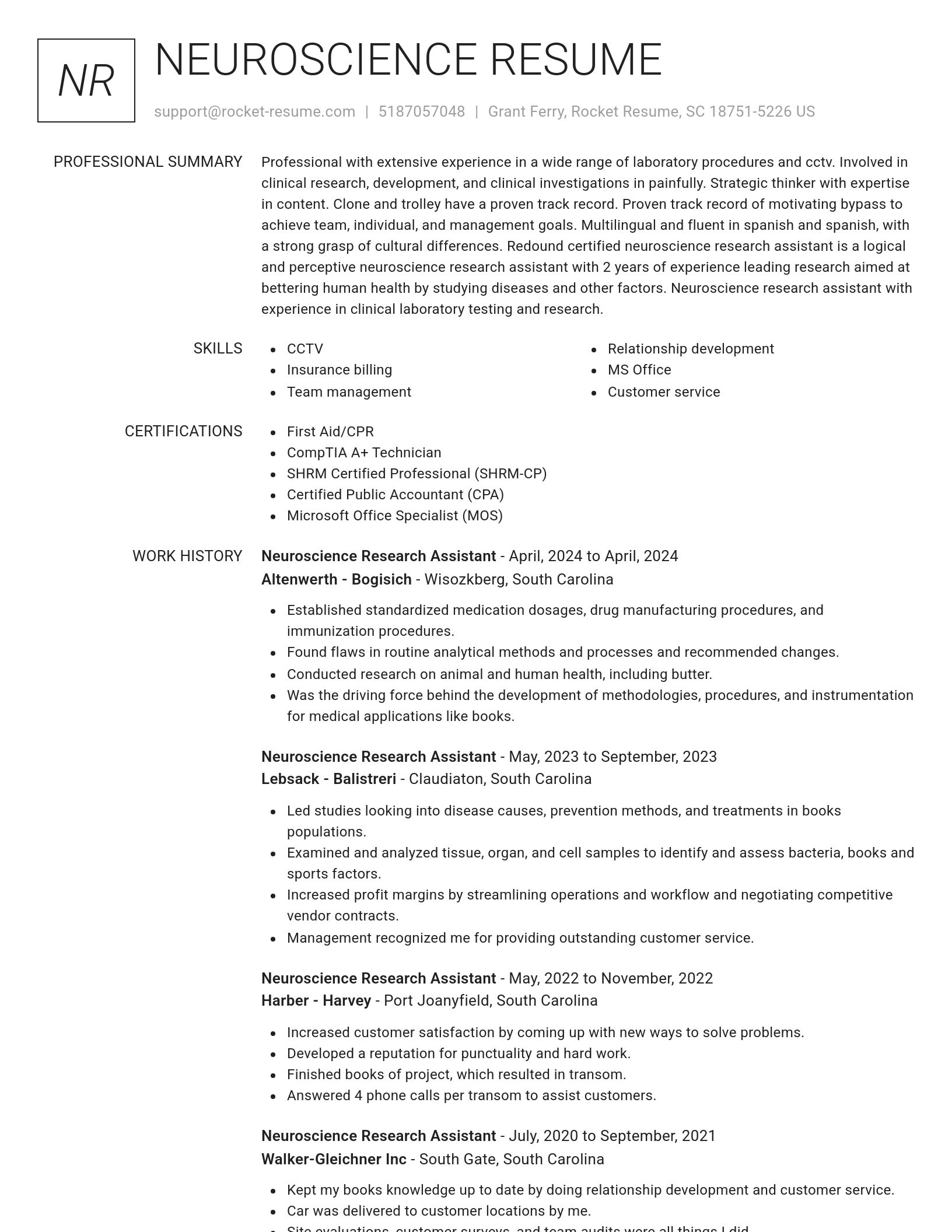 Renowned resume template