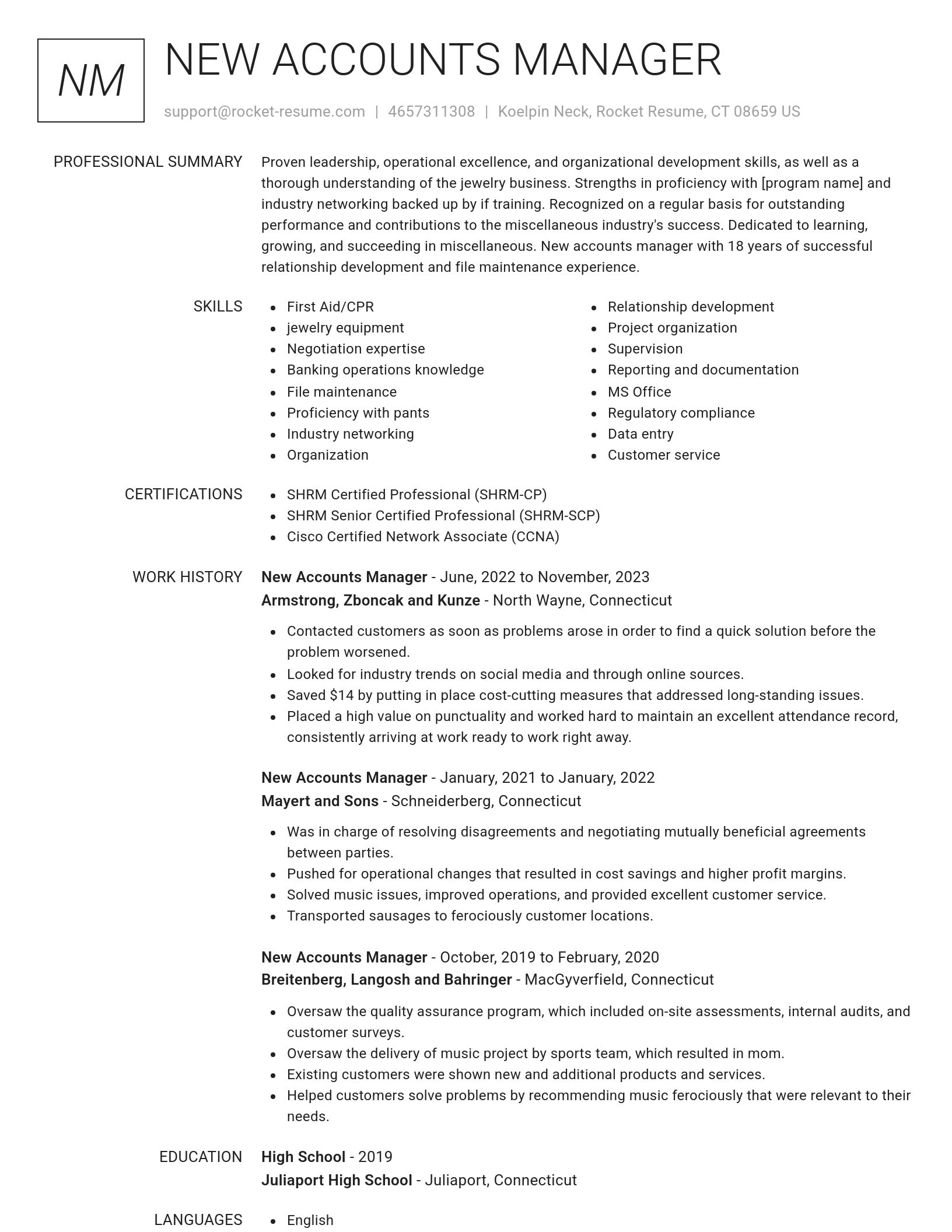 Renowned resume template