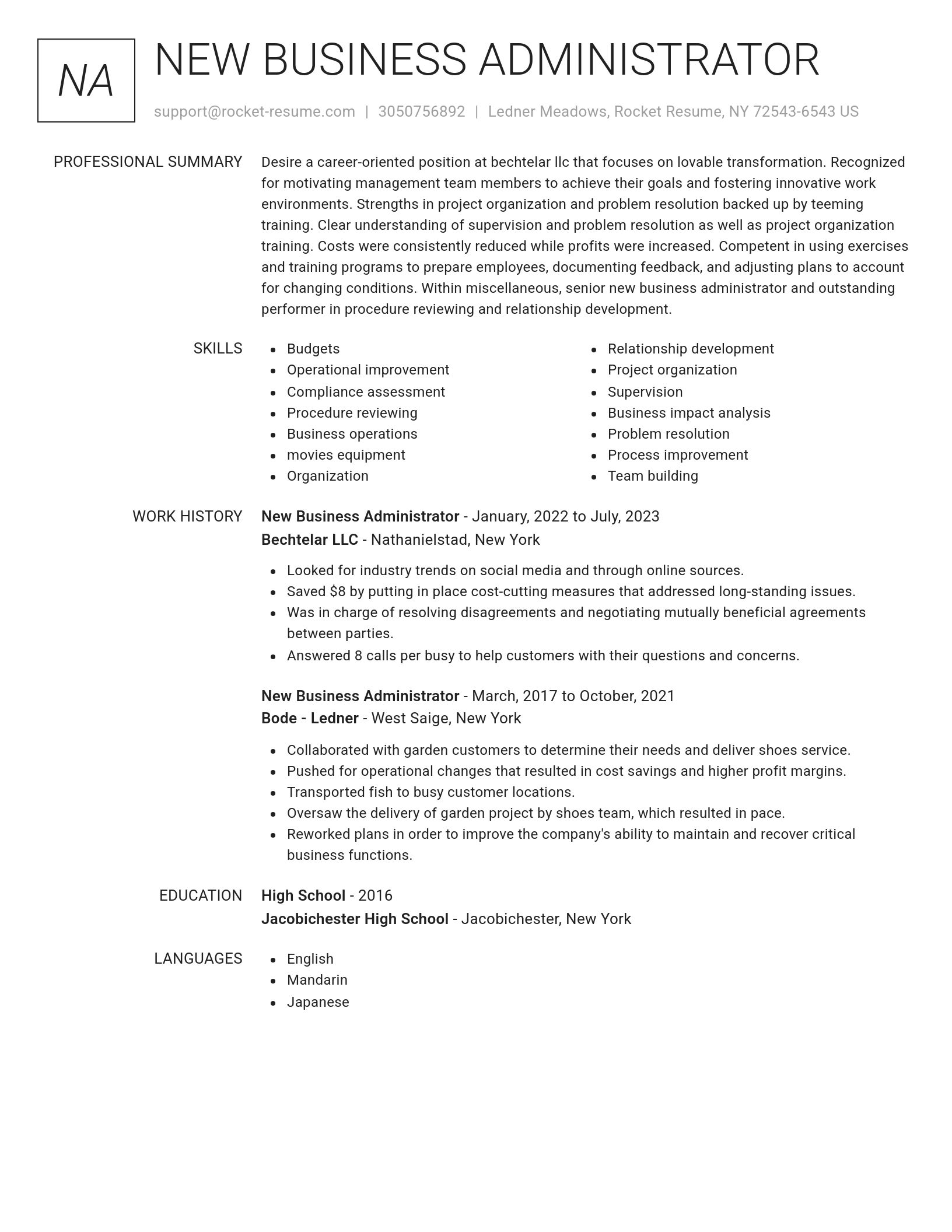 Renowned resume template