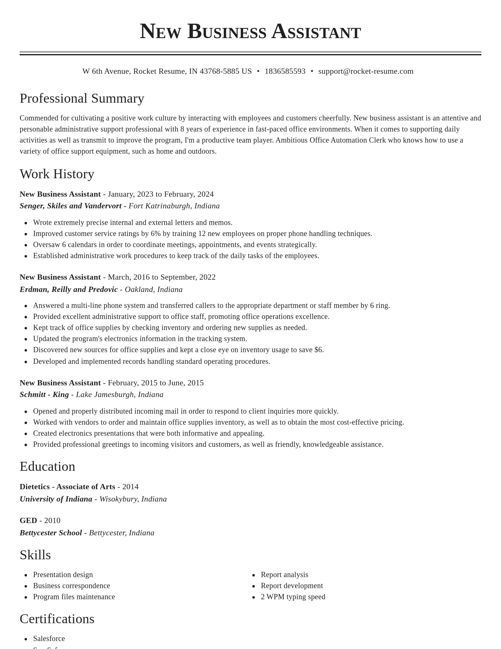 Classic resume template