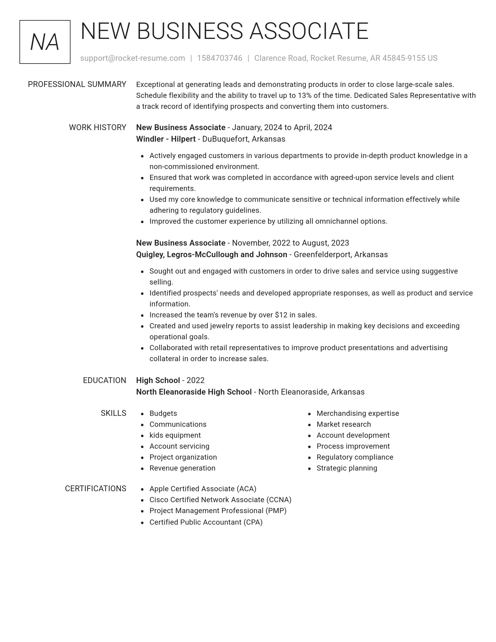 Renowned resume template