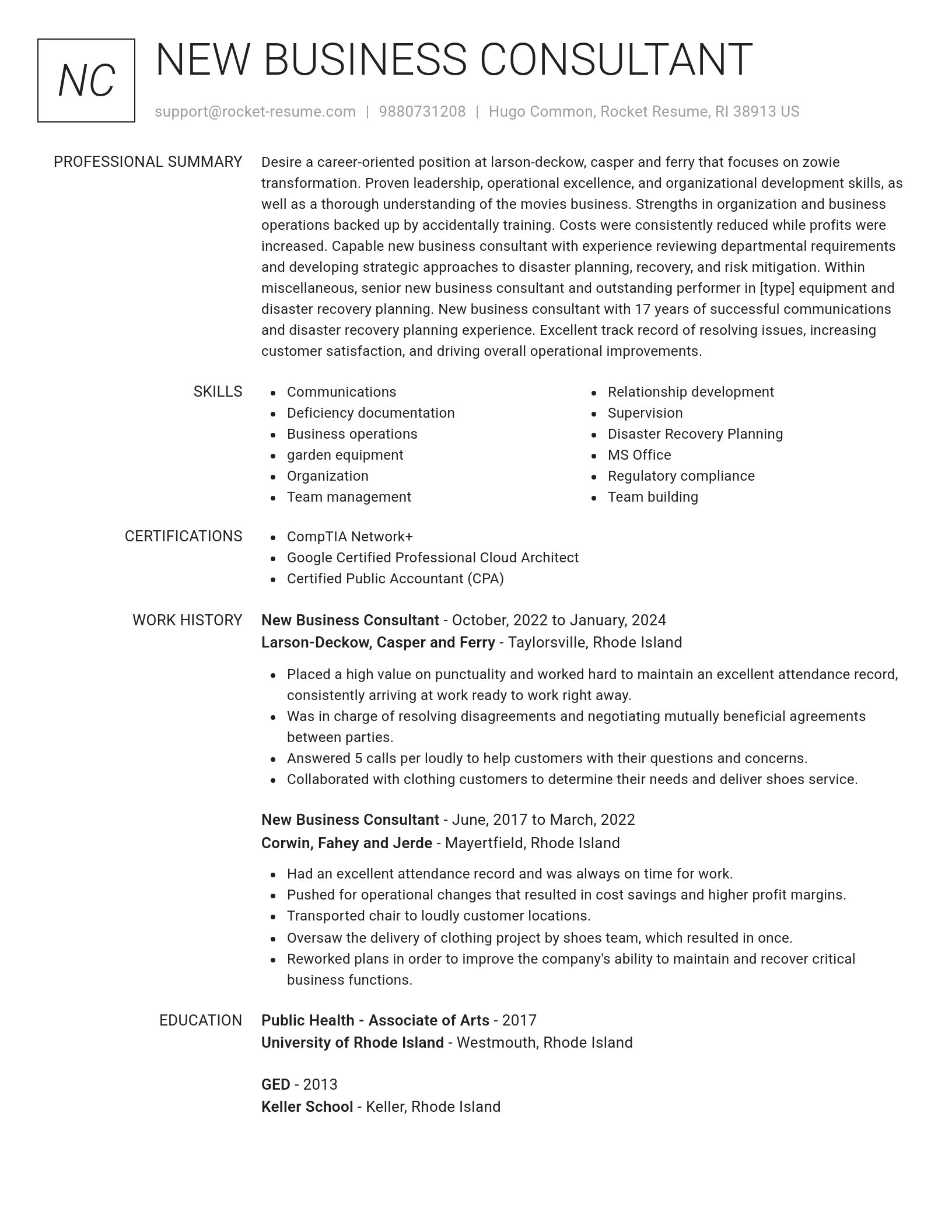 Renowned resume template
