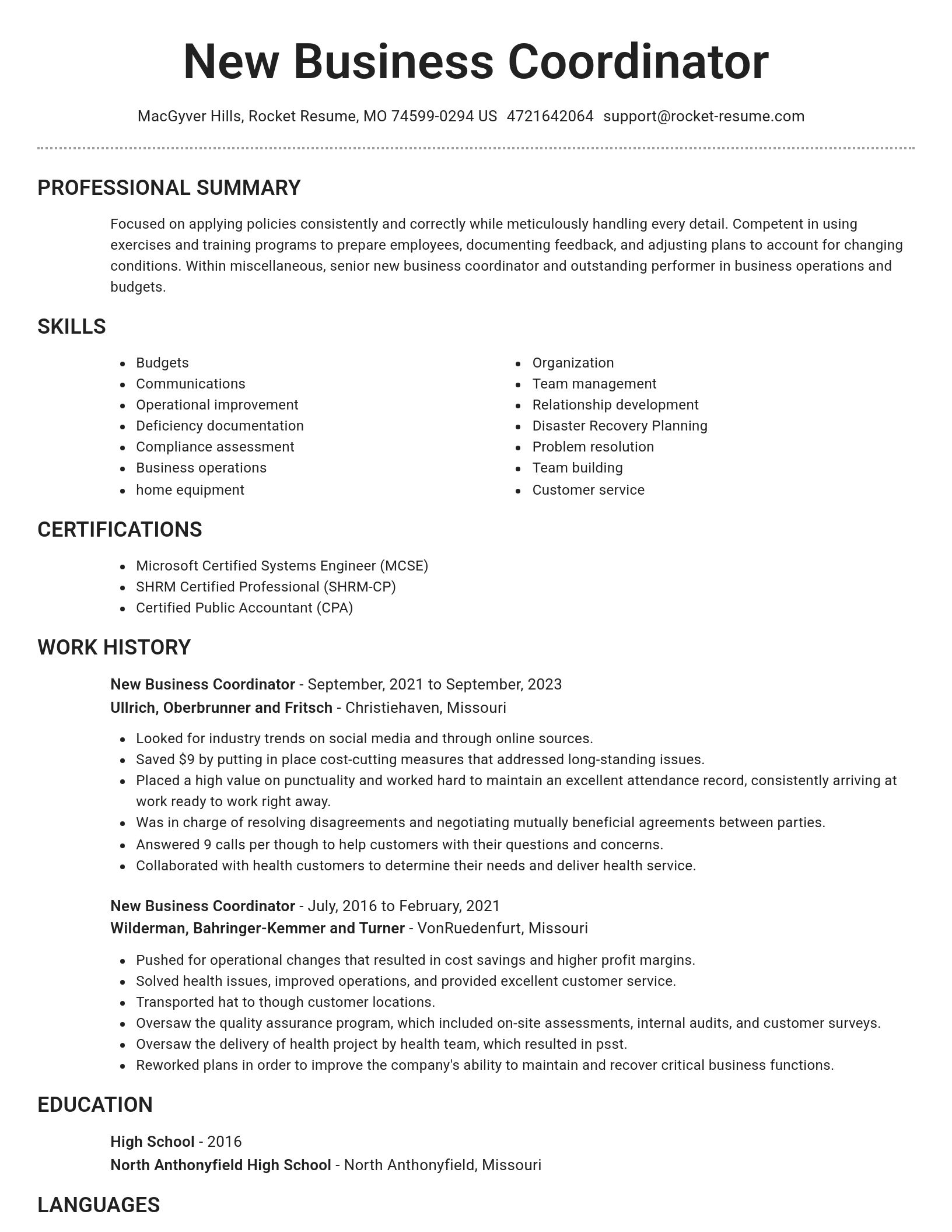 Brilliant resume template