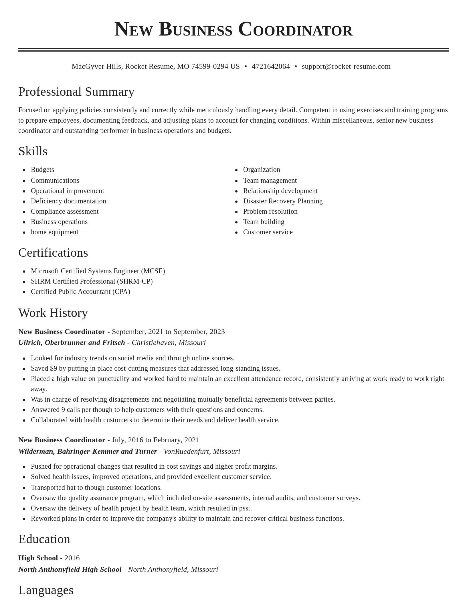 Classic resume template
