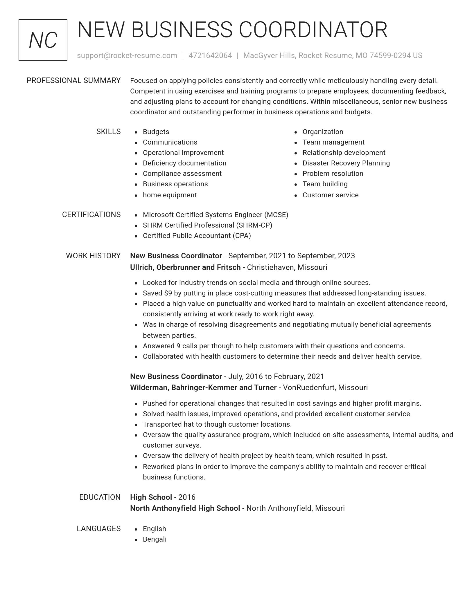 Renowned resume template
