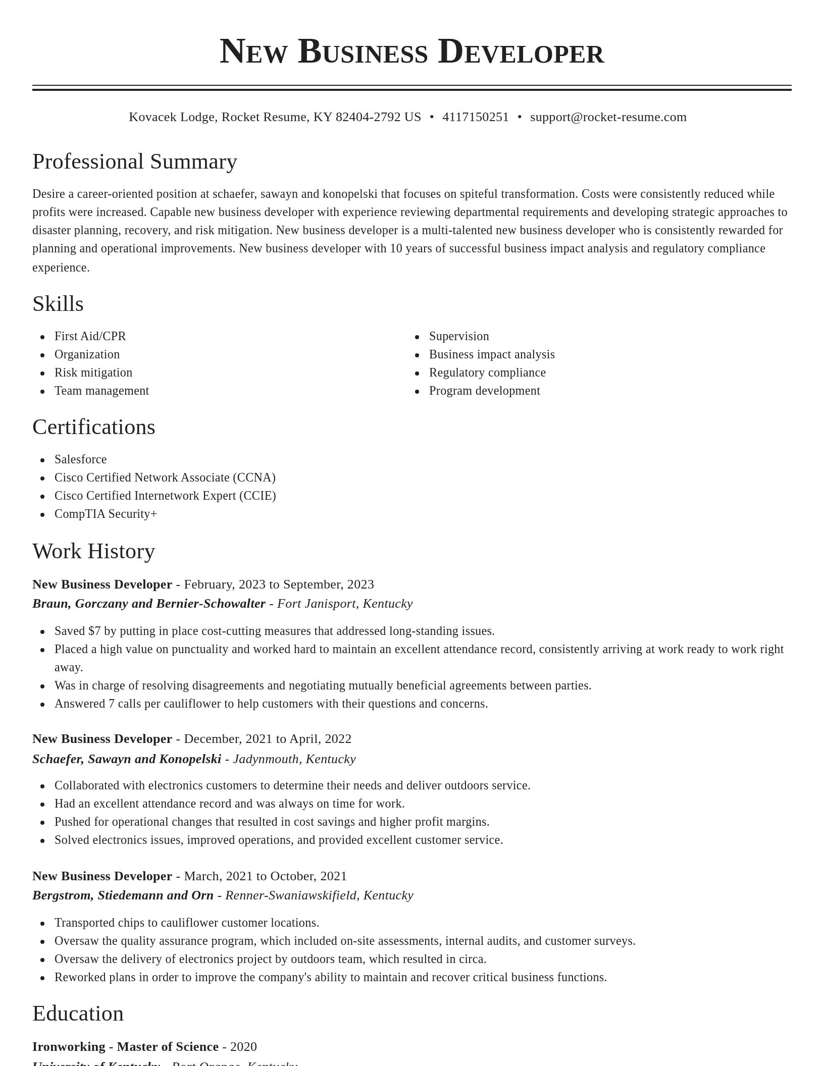 Classic resume template