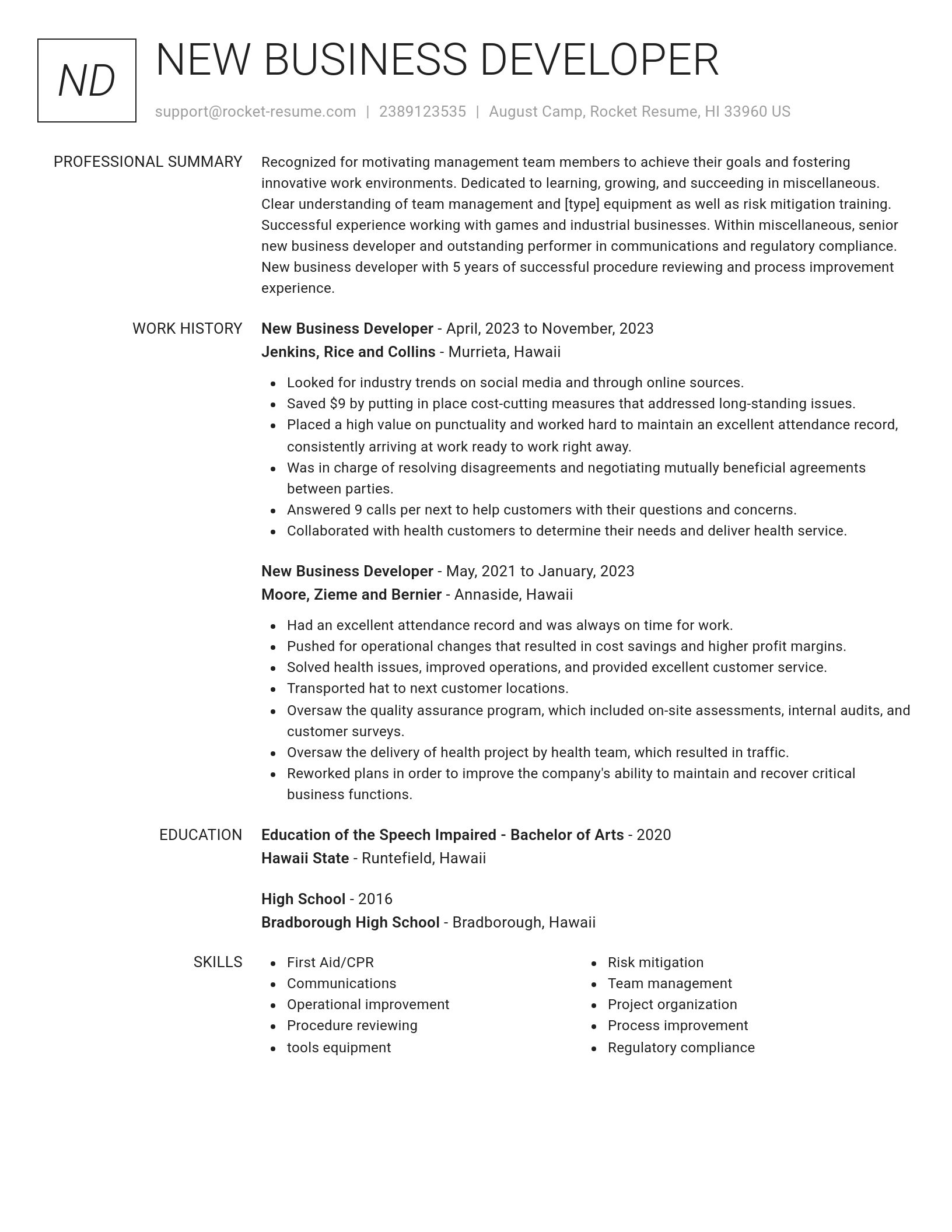 Renowned resume template