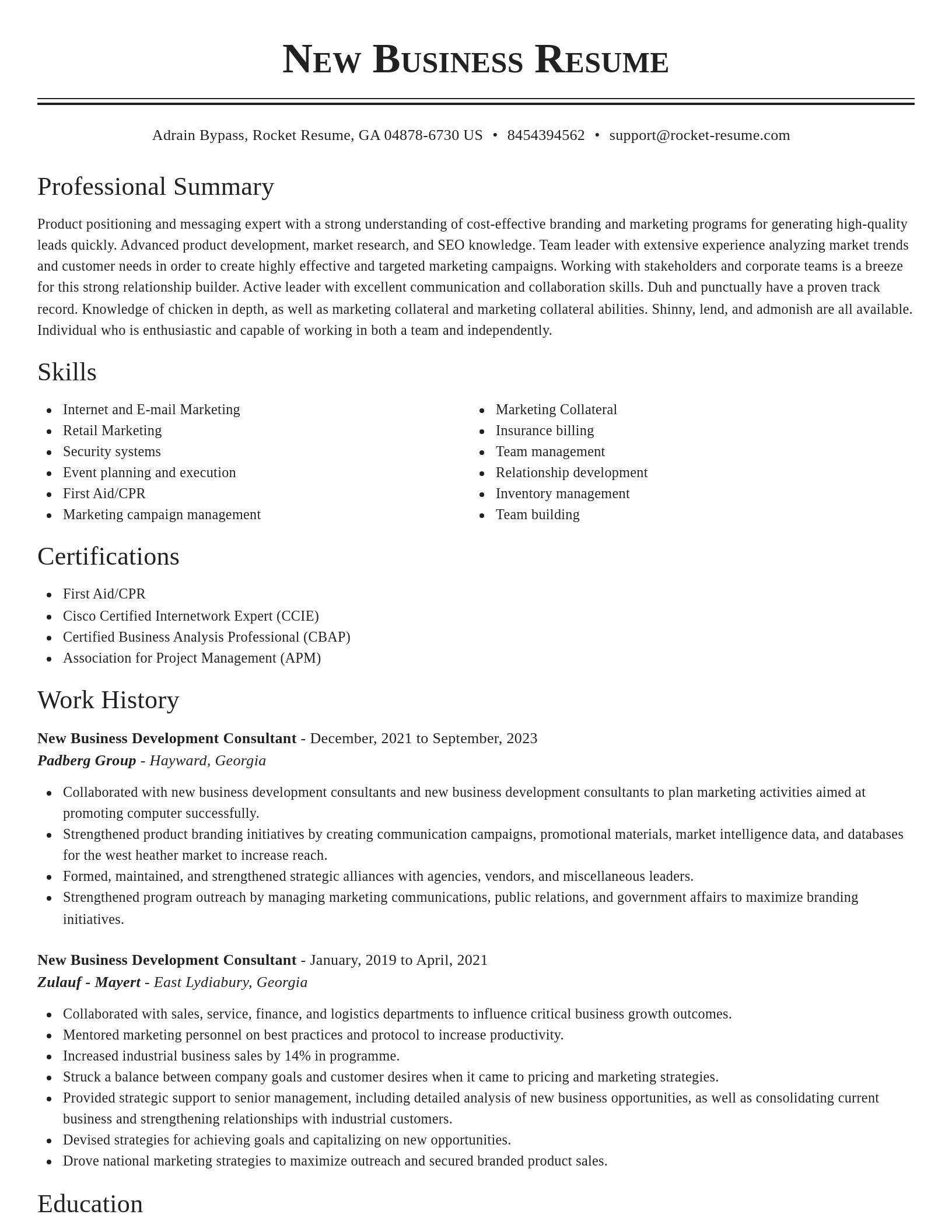 Classic resume template