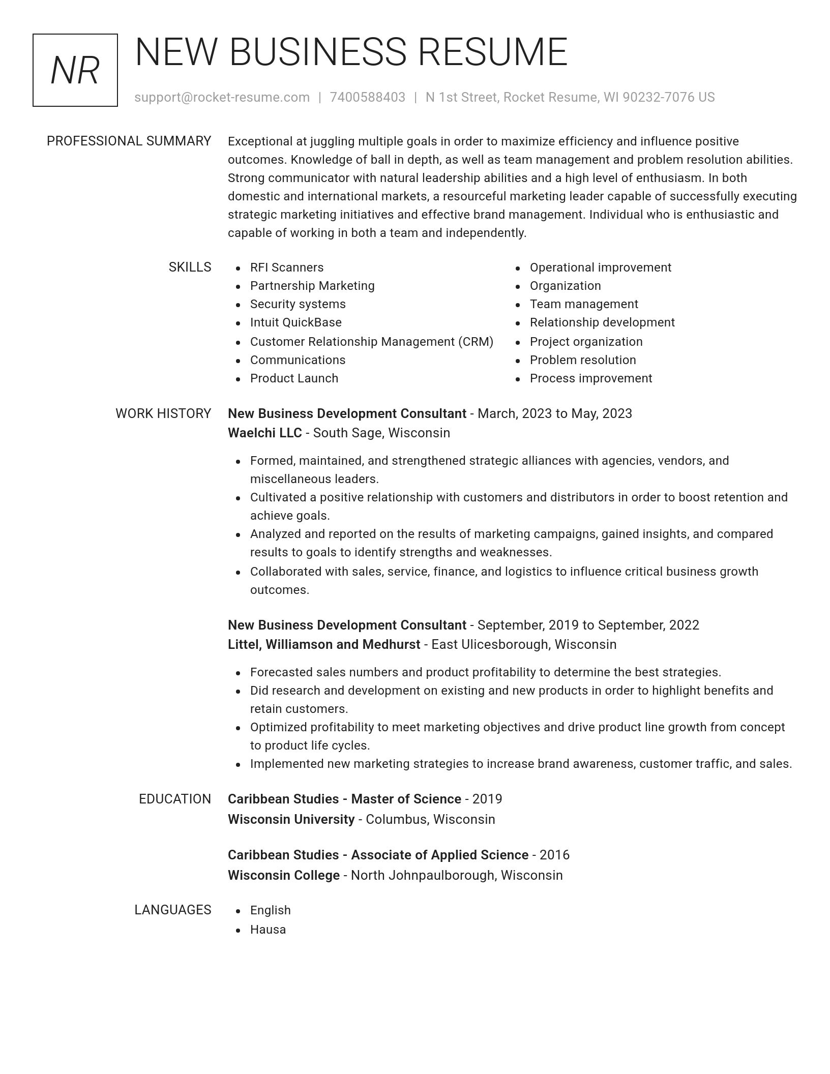 Renowned resume template
