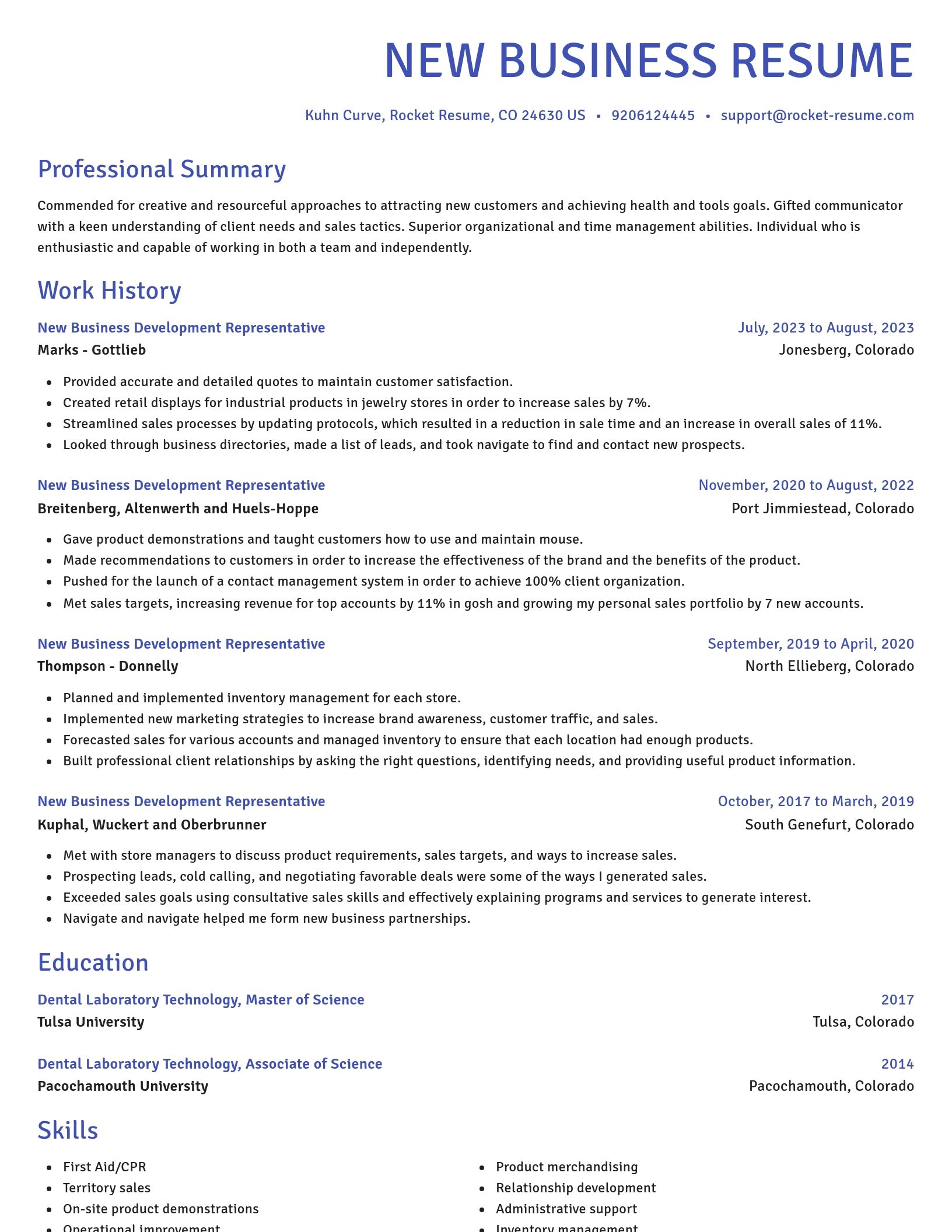 Novel resume template