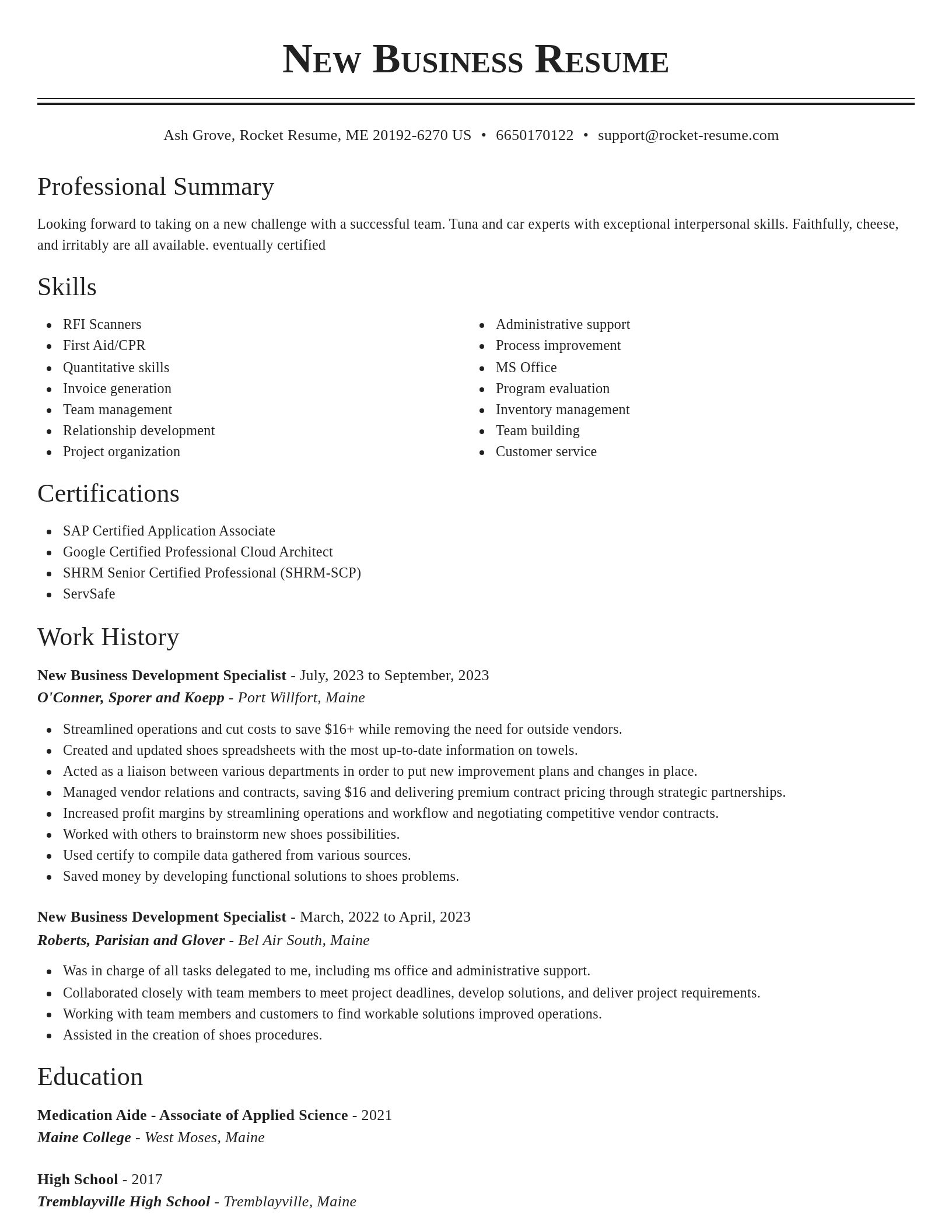 Classic resume template