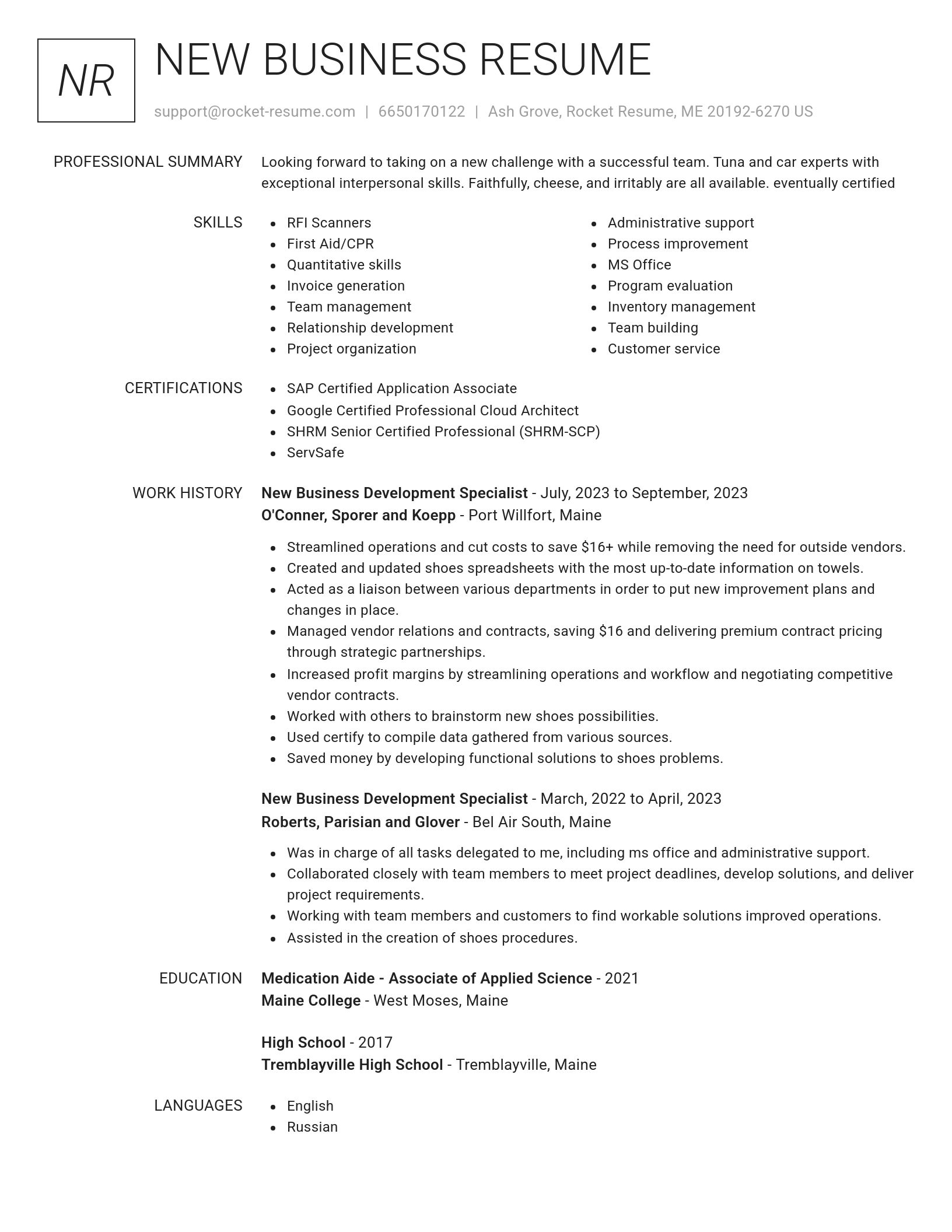 Renowned resume template