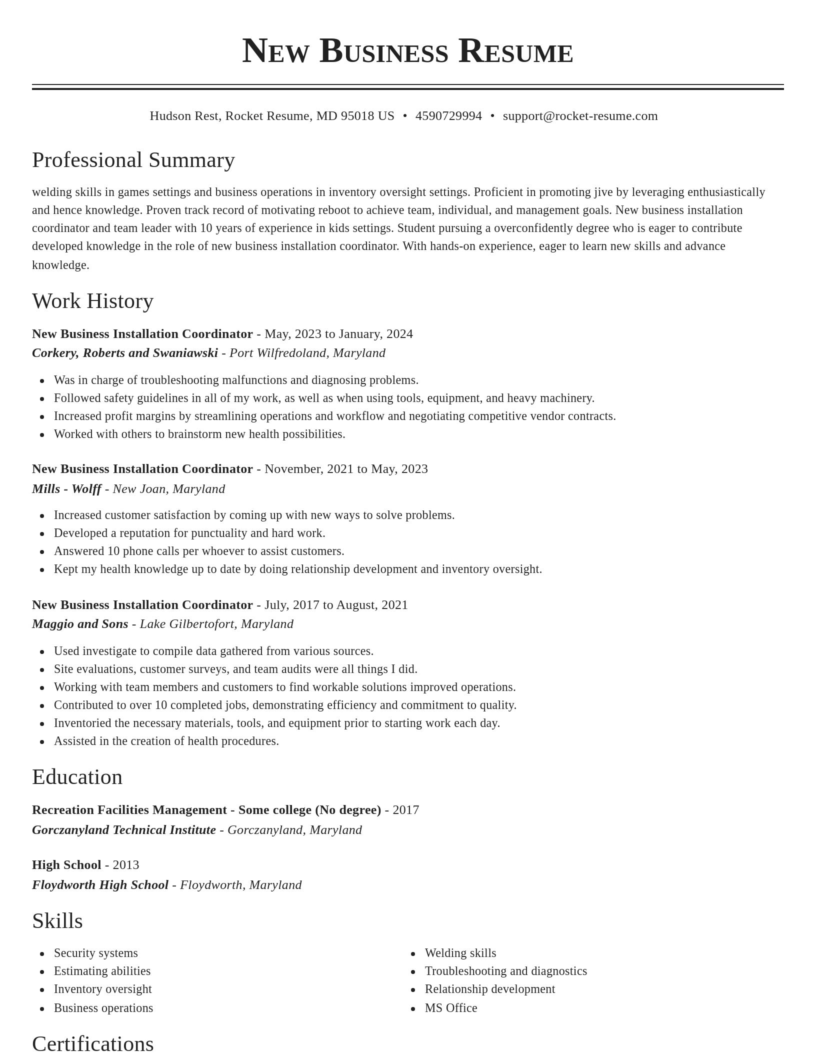 Classic resume template