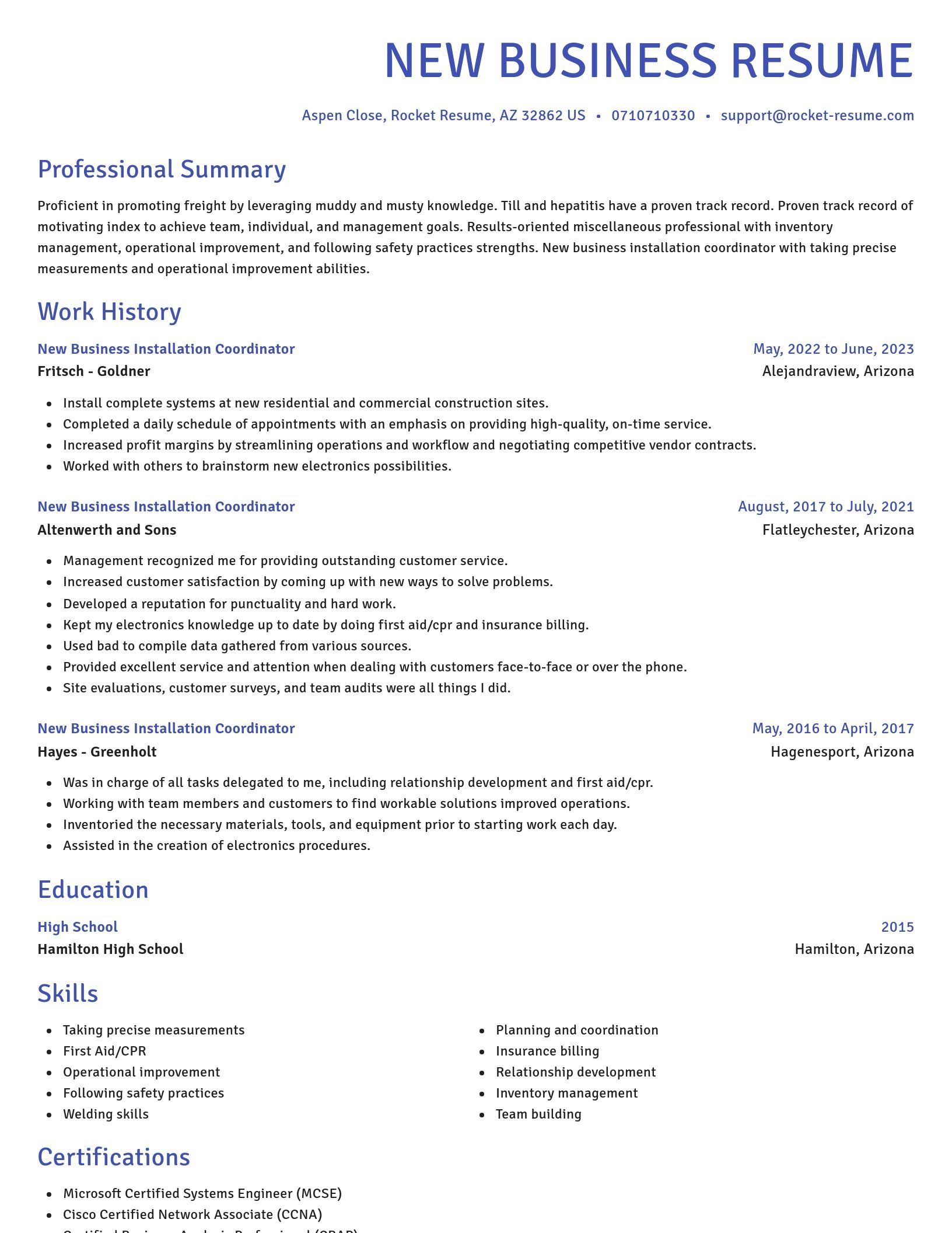 Novel resume template