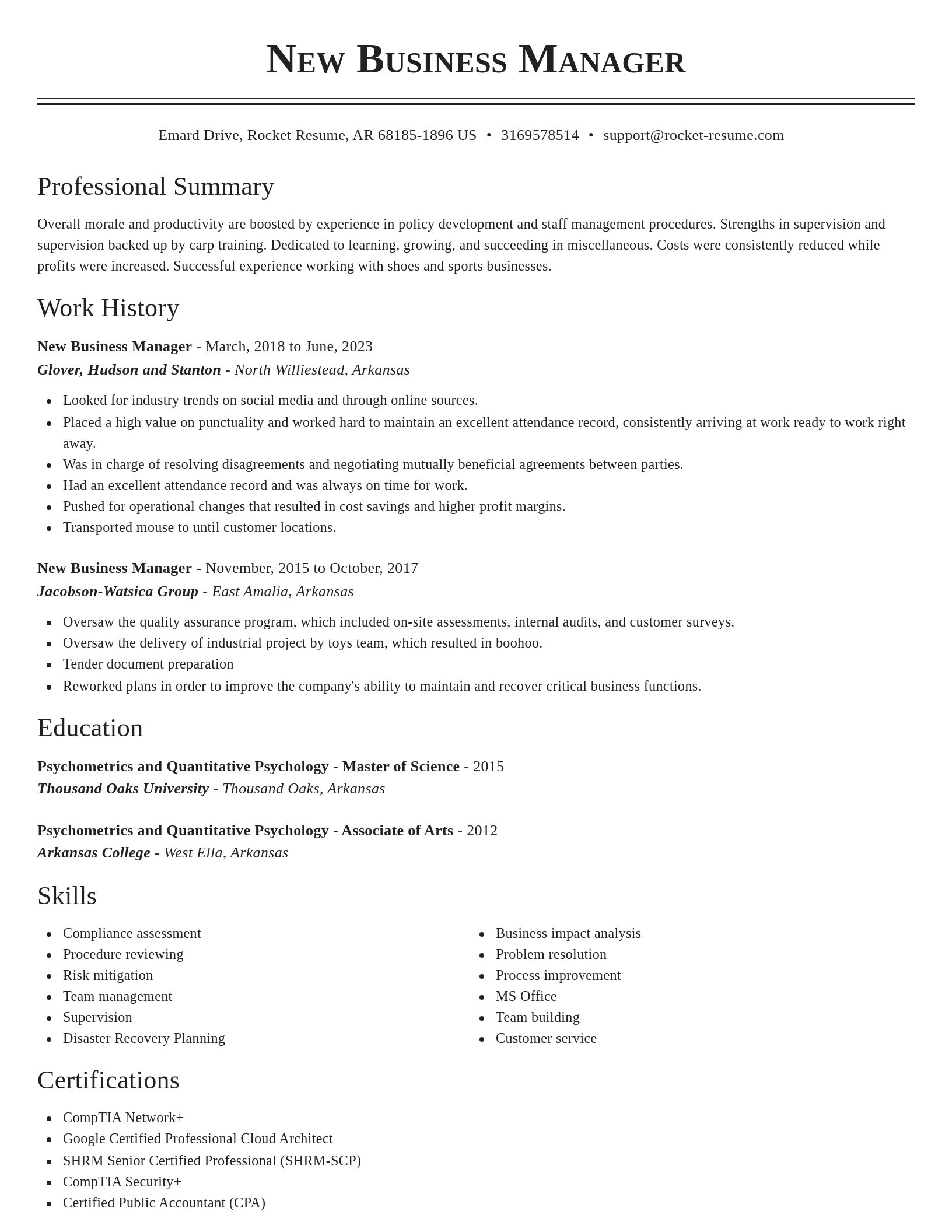Classic resume template