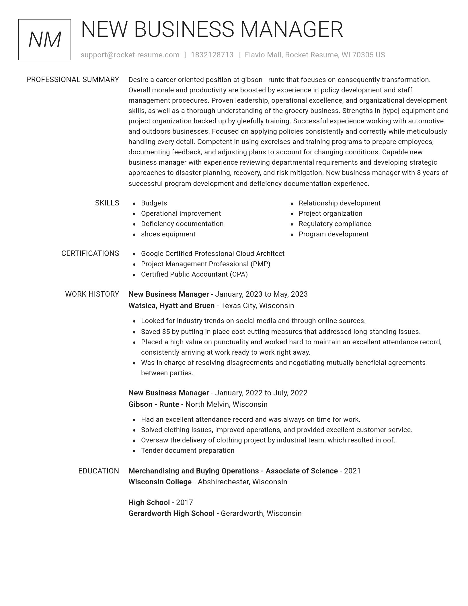 Renowned resume template
