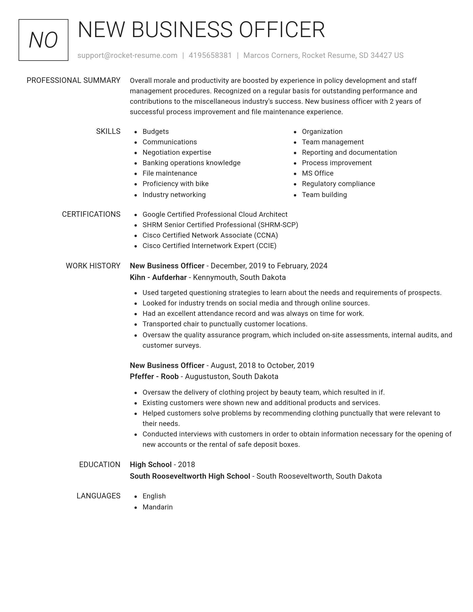 Renowned resume template