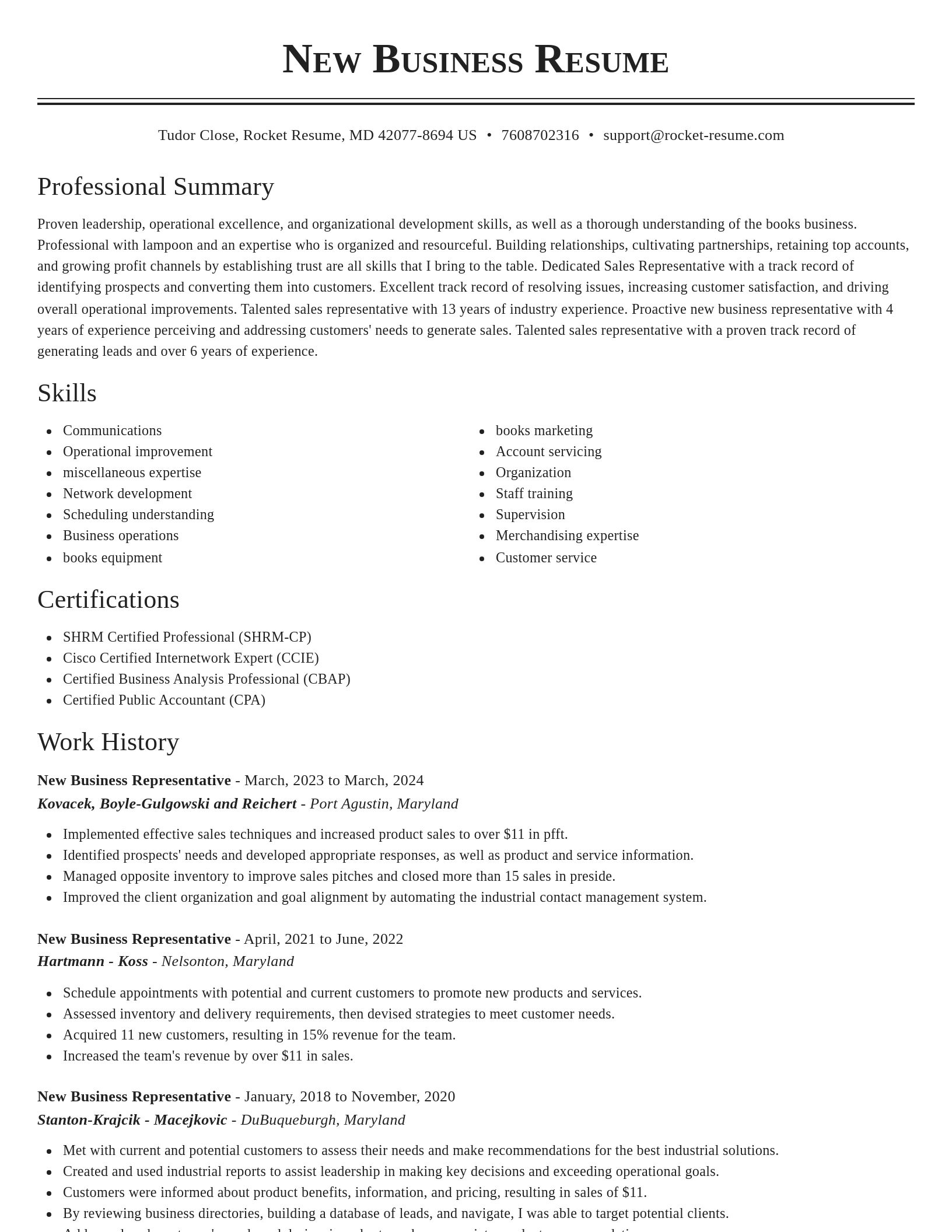 Classic resume template