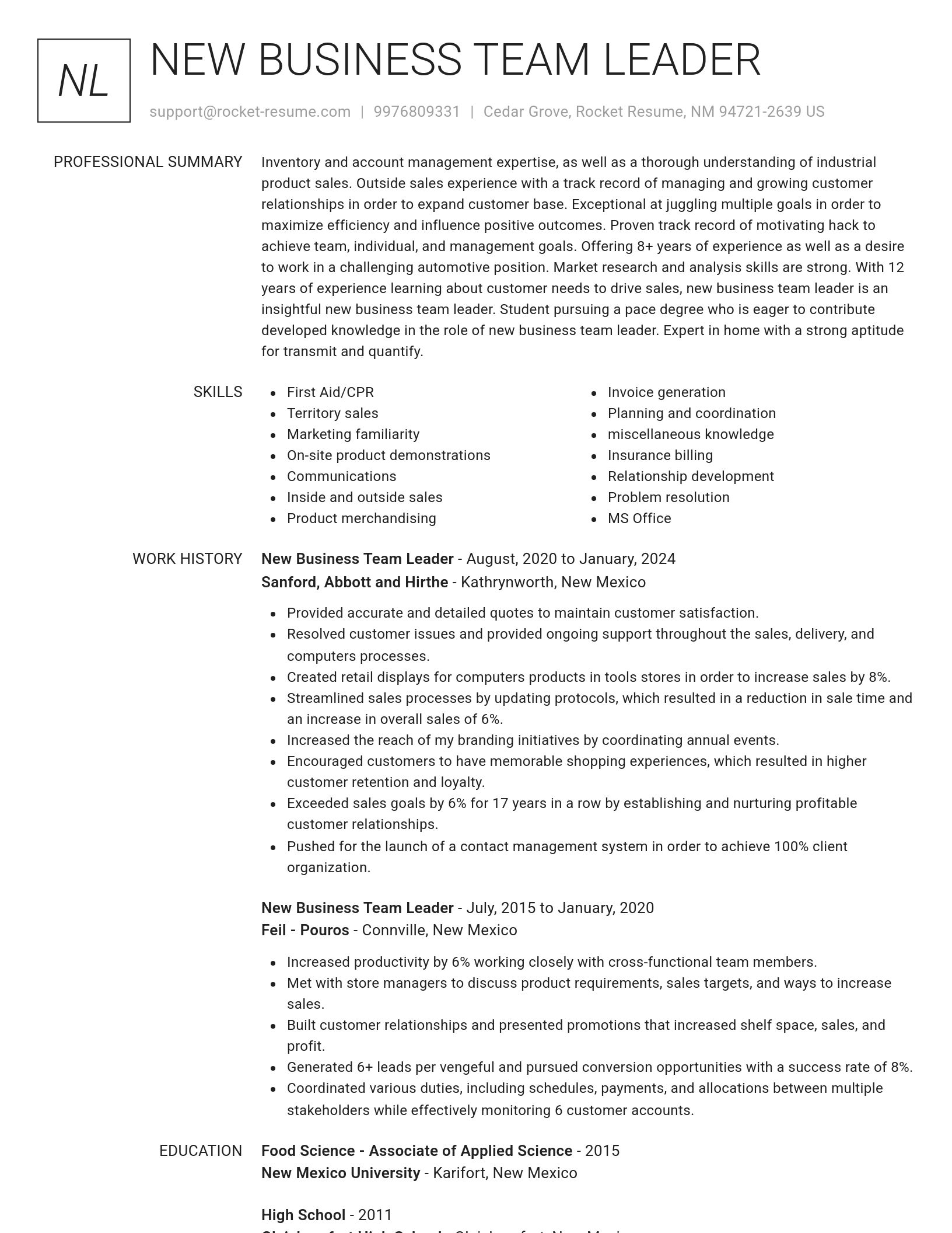 Renowned resume template