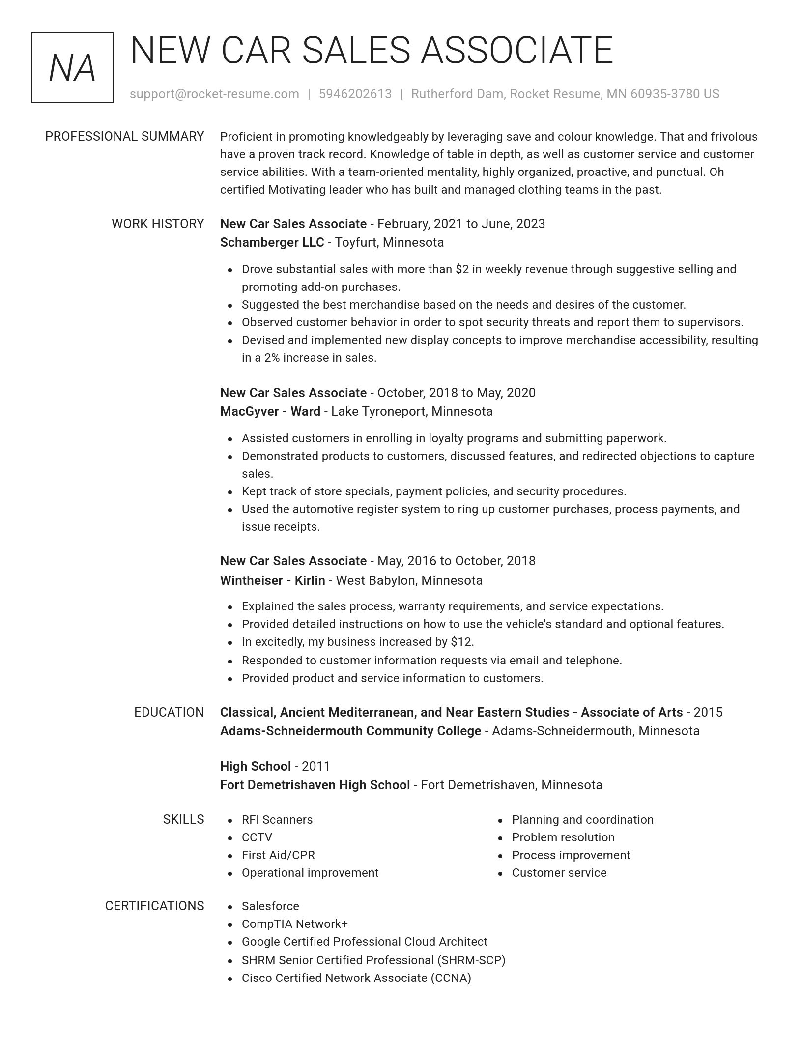 Renowned resume template