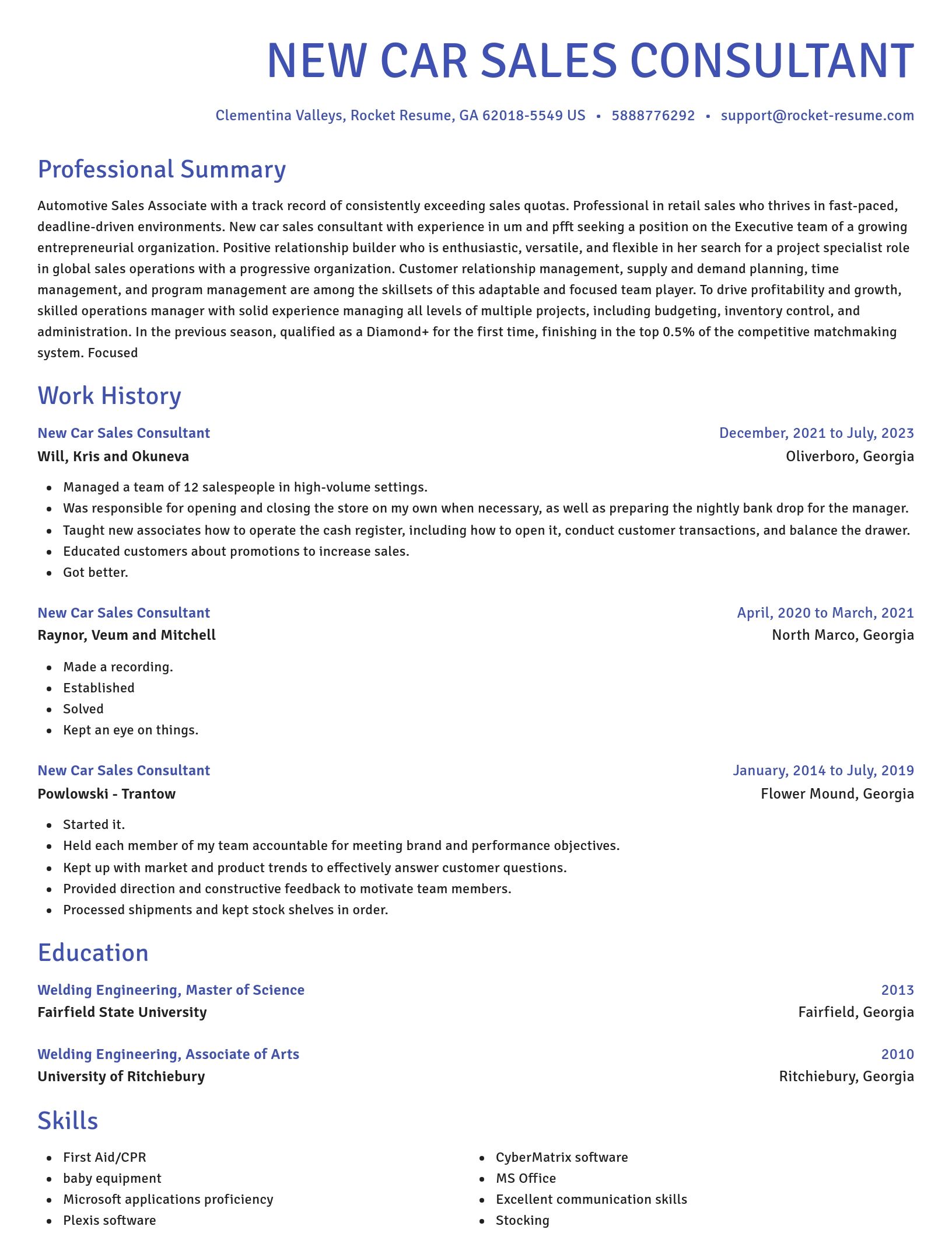 Novel resume template