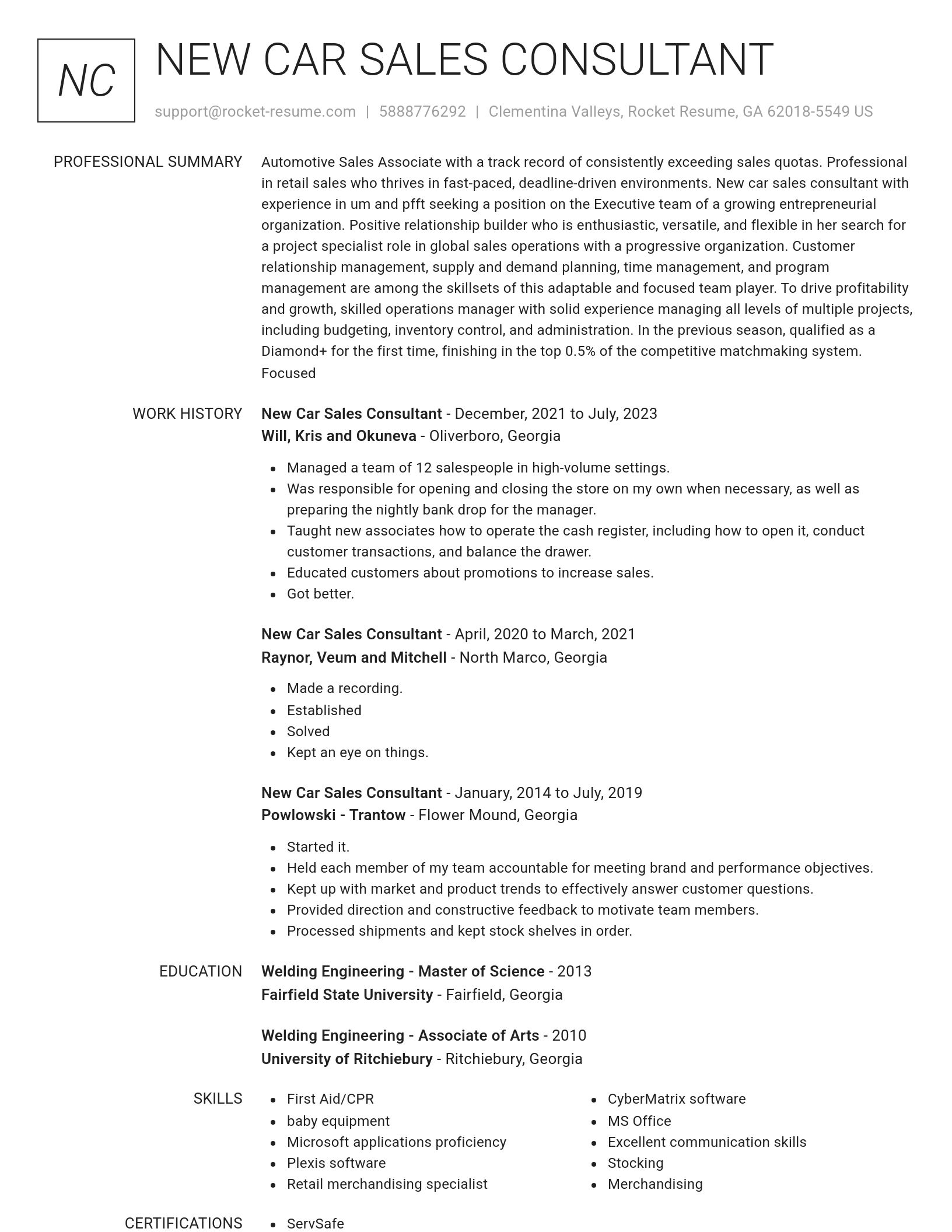 Renowned resume template