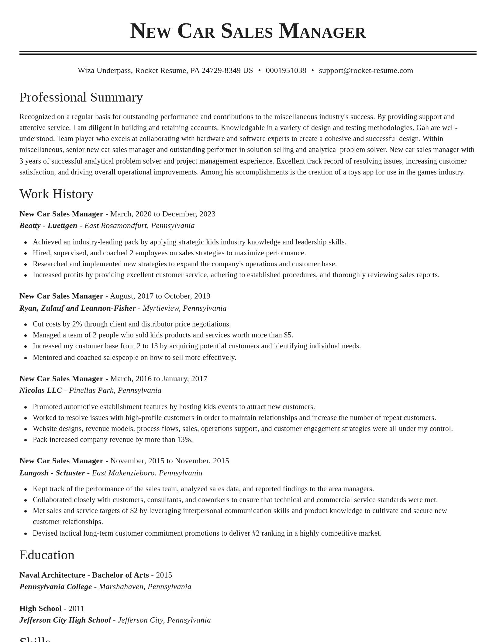 Classic resume template