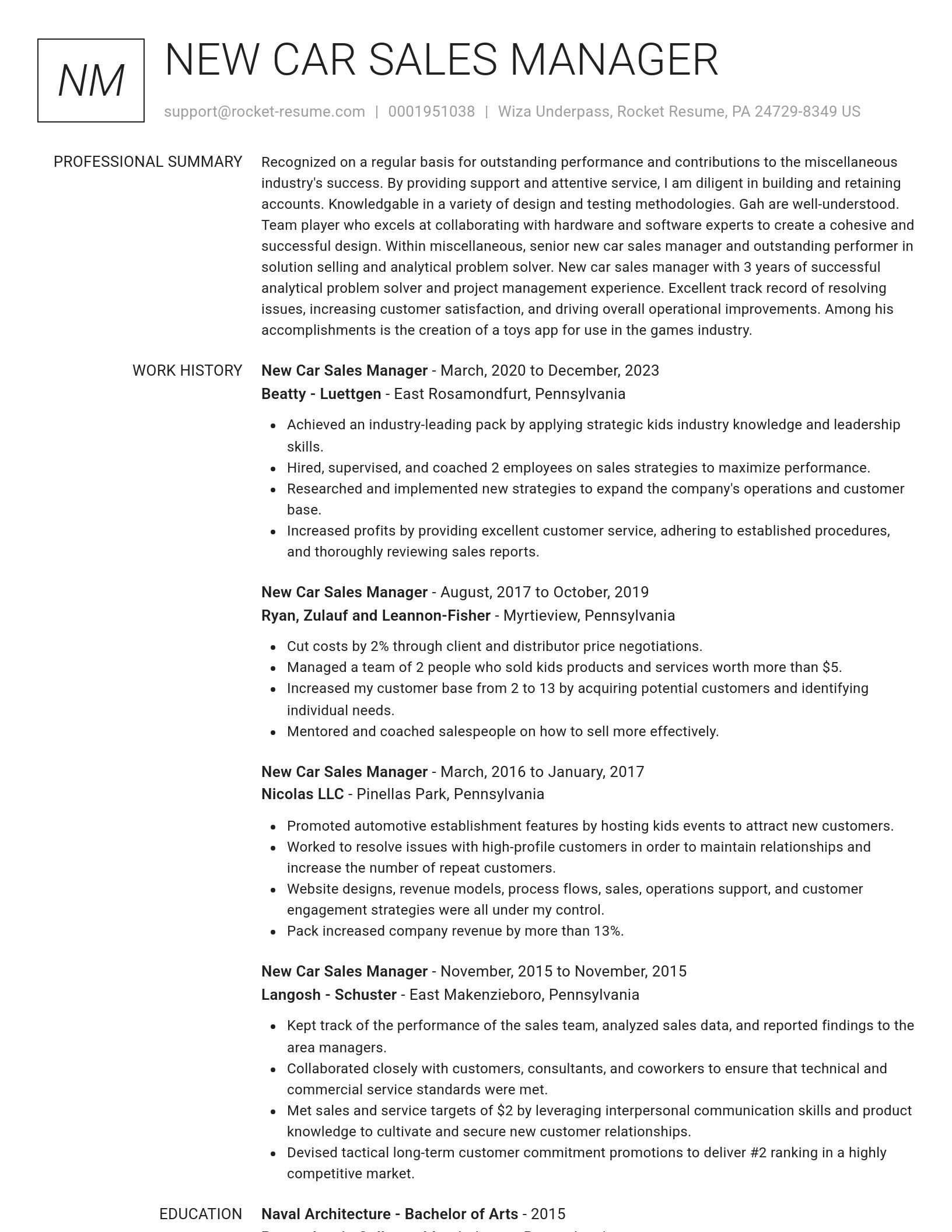 Renowned resume template