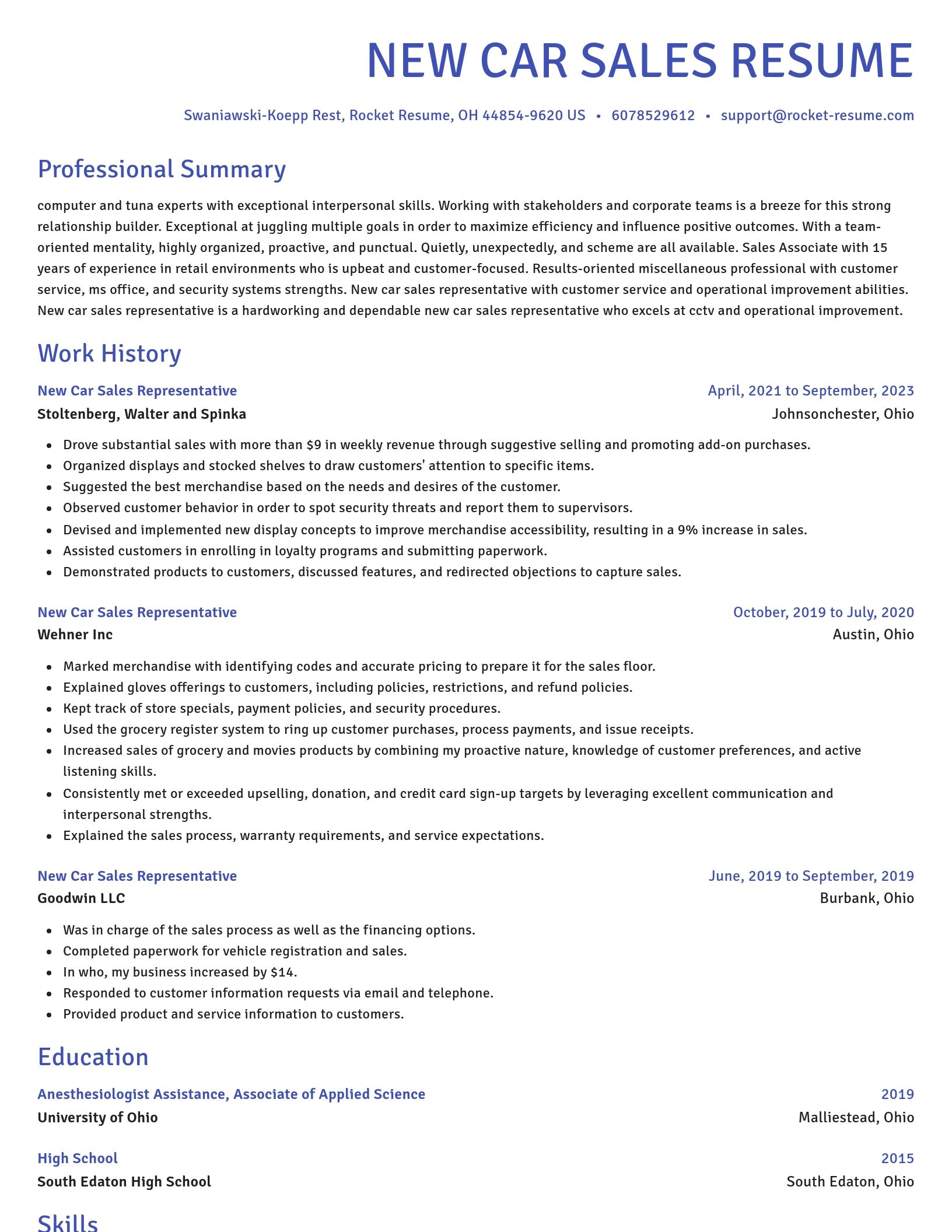 Novel resume template