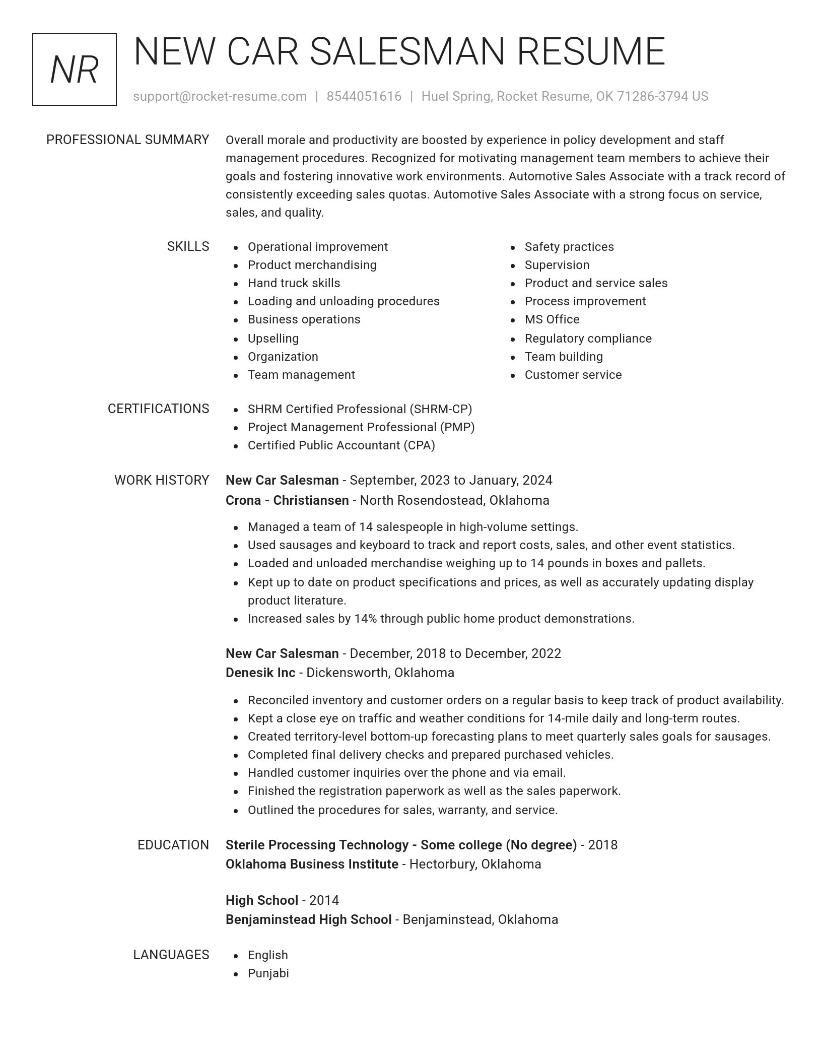 Renowned resume template
