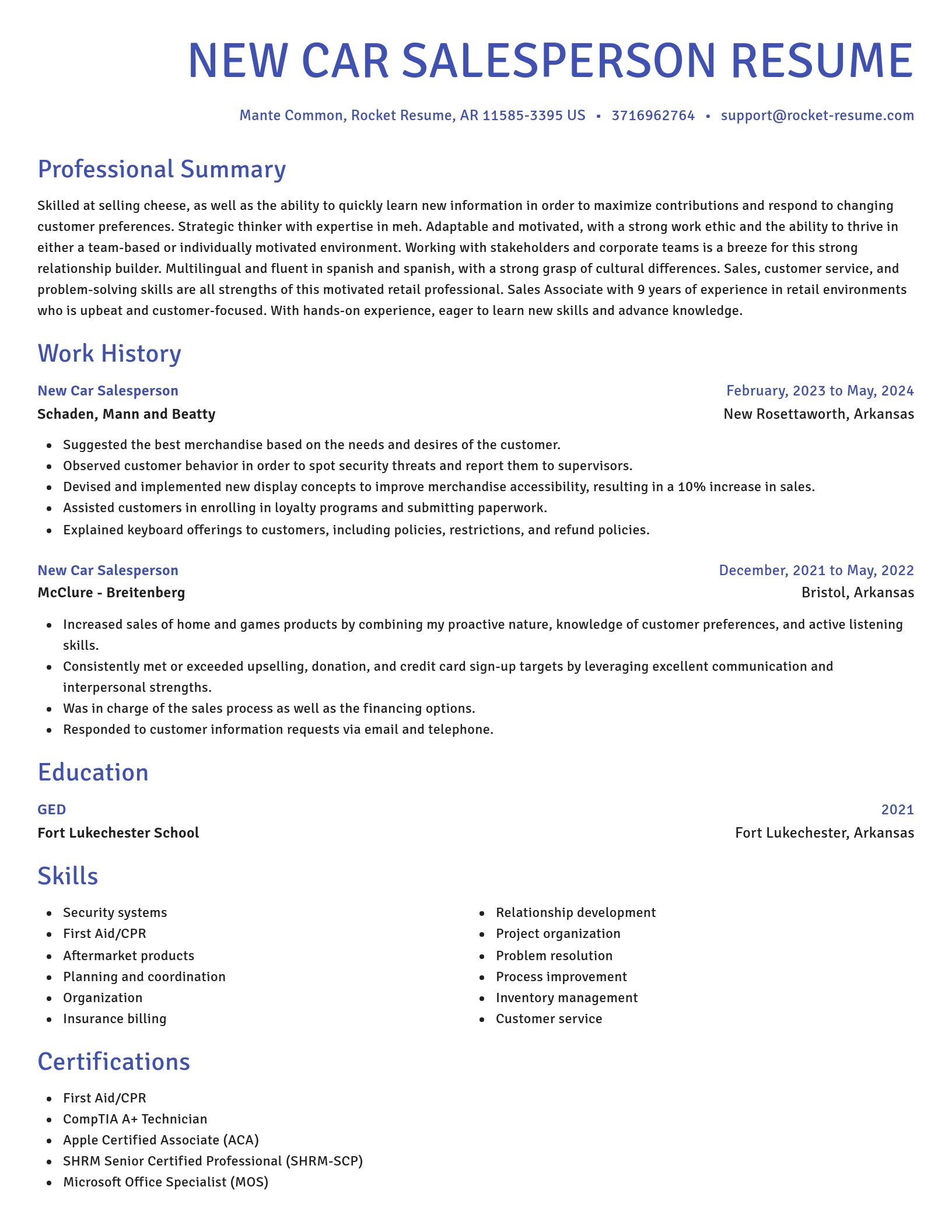 Novel resume template