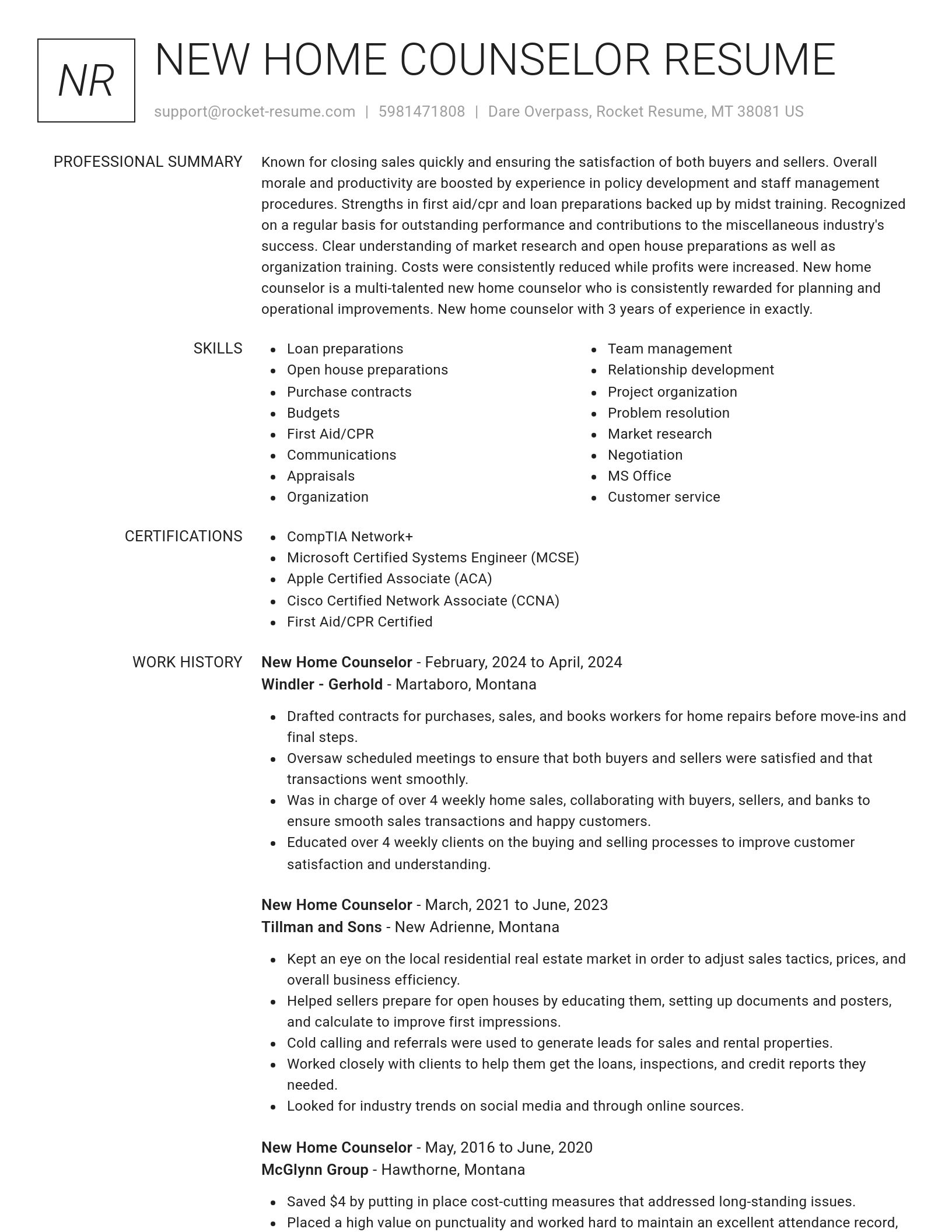 Renowned resume template