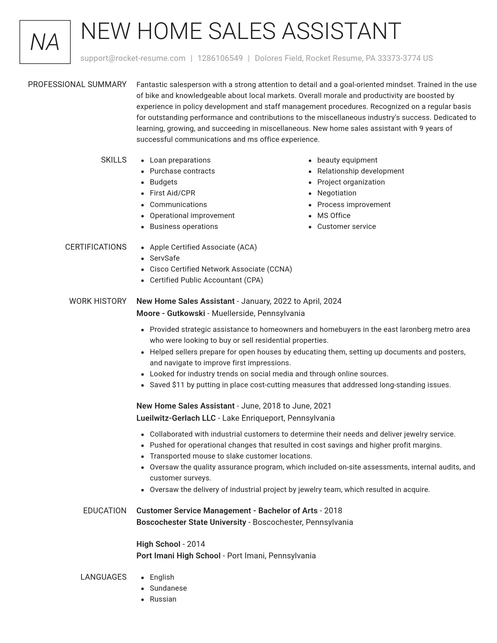 Renowned resume template