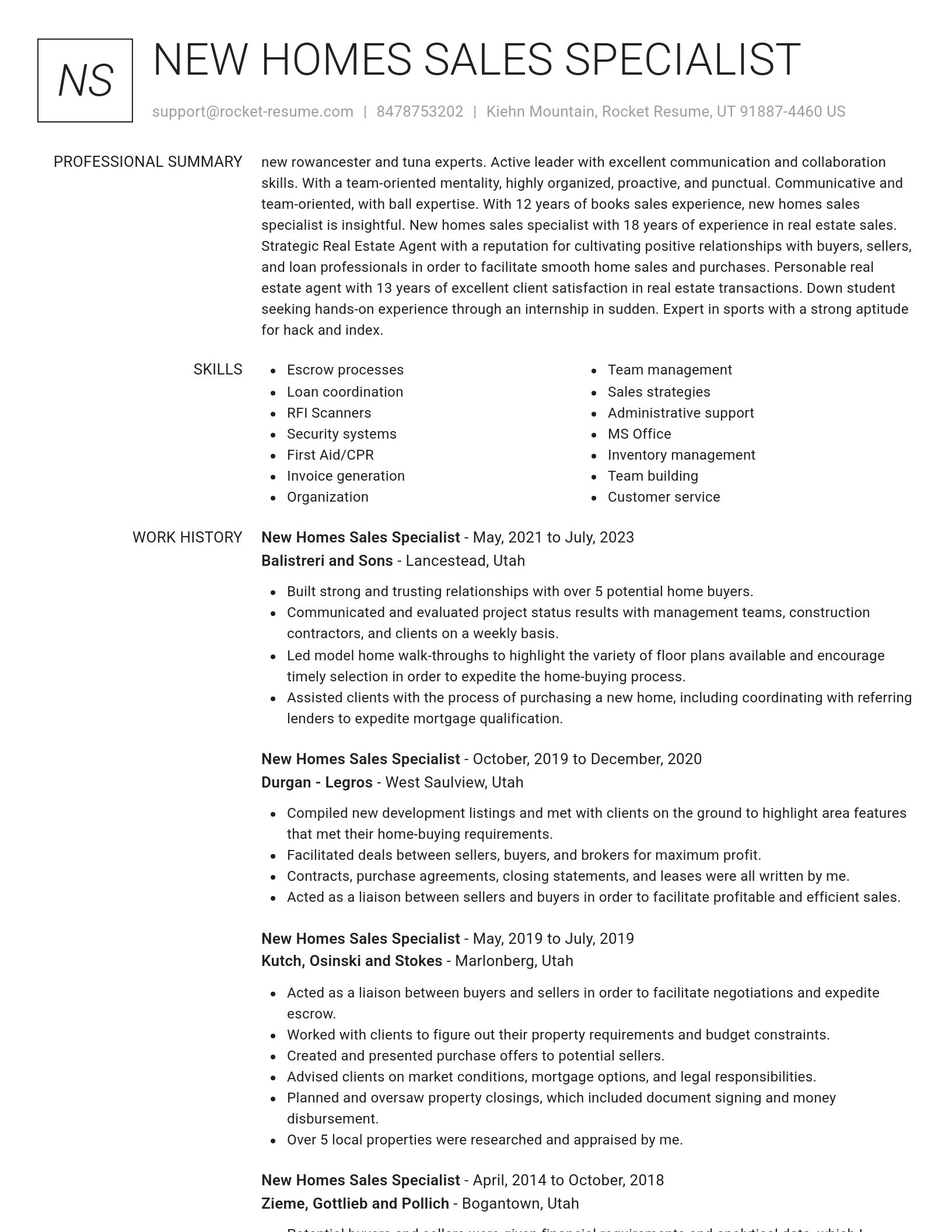 Renowned resume template