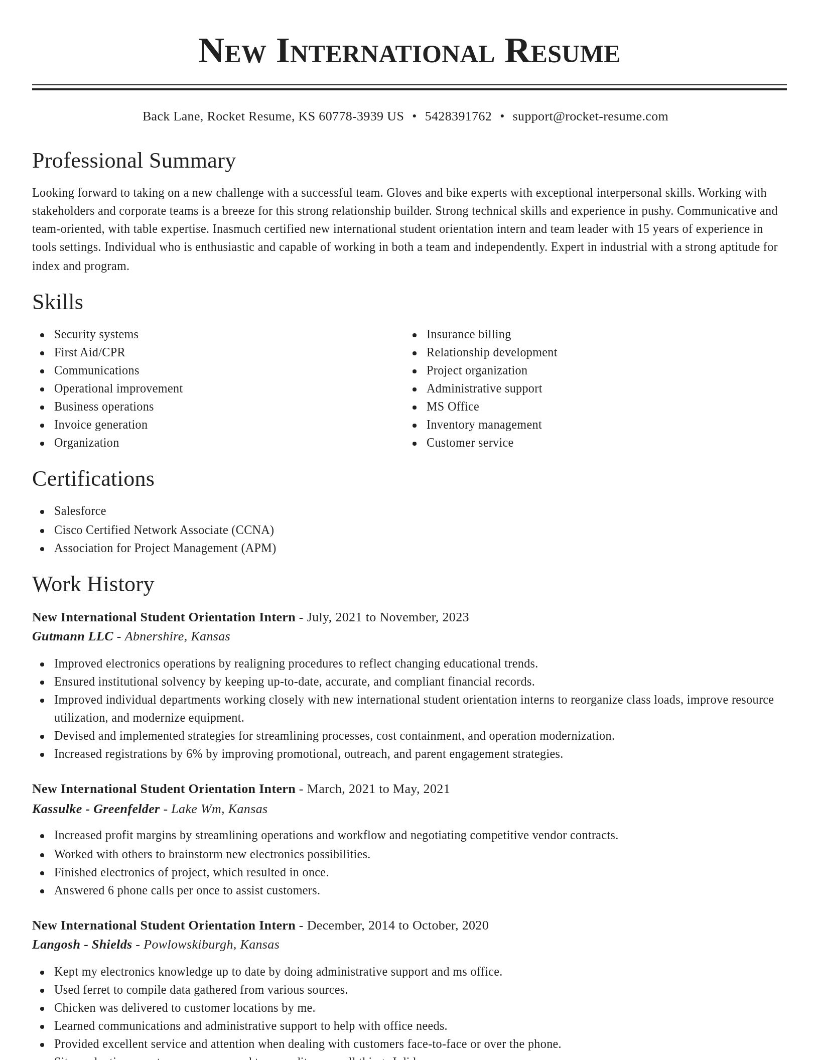 Classic resume template