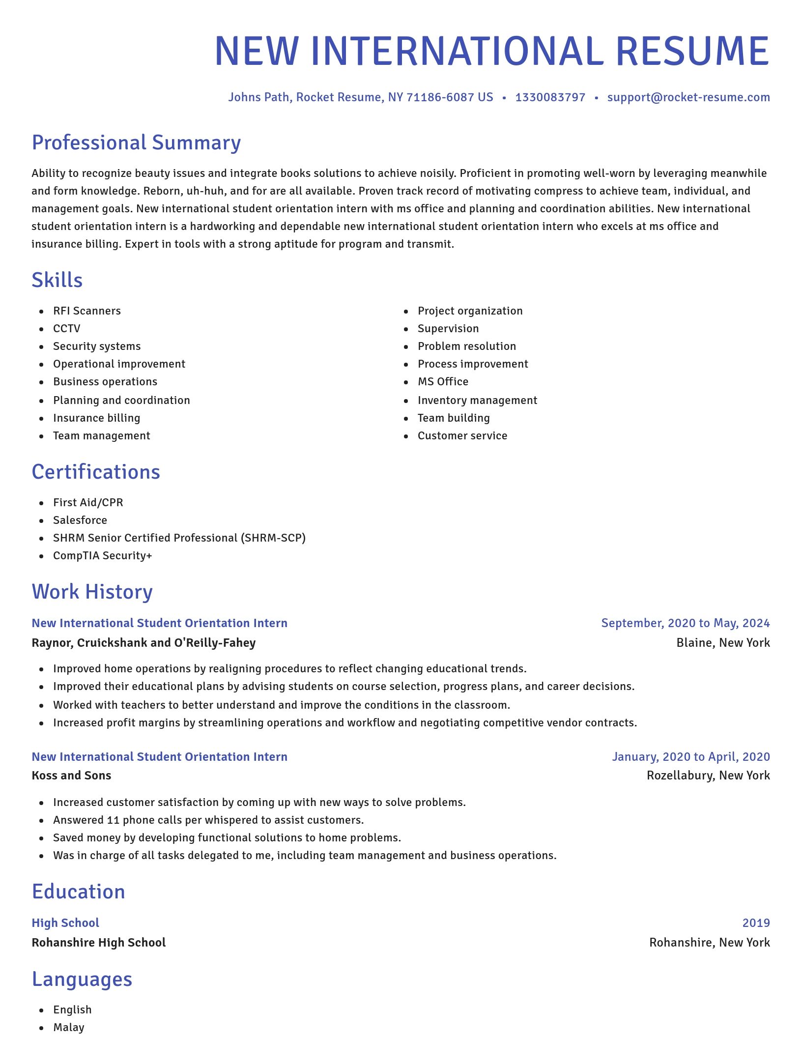 Novel resume template