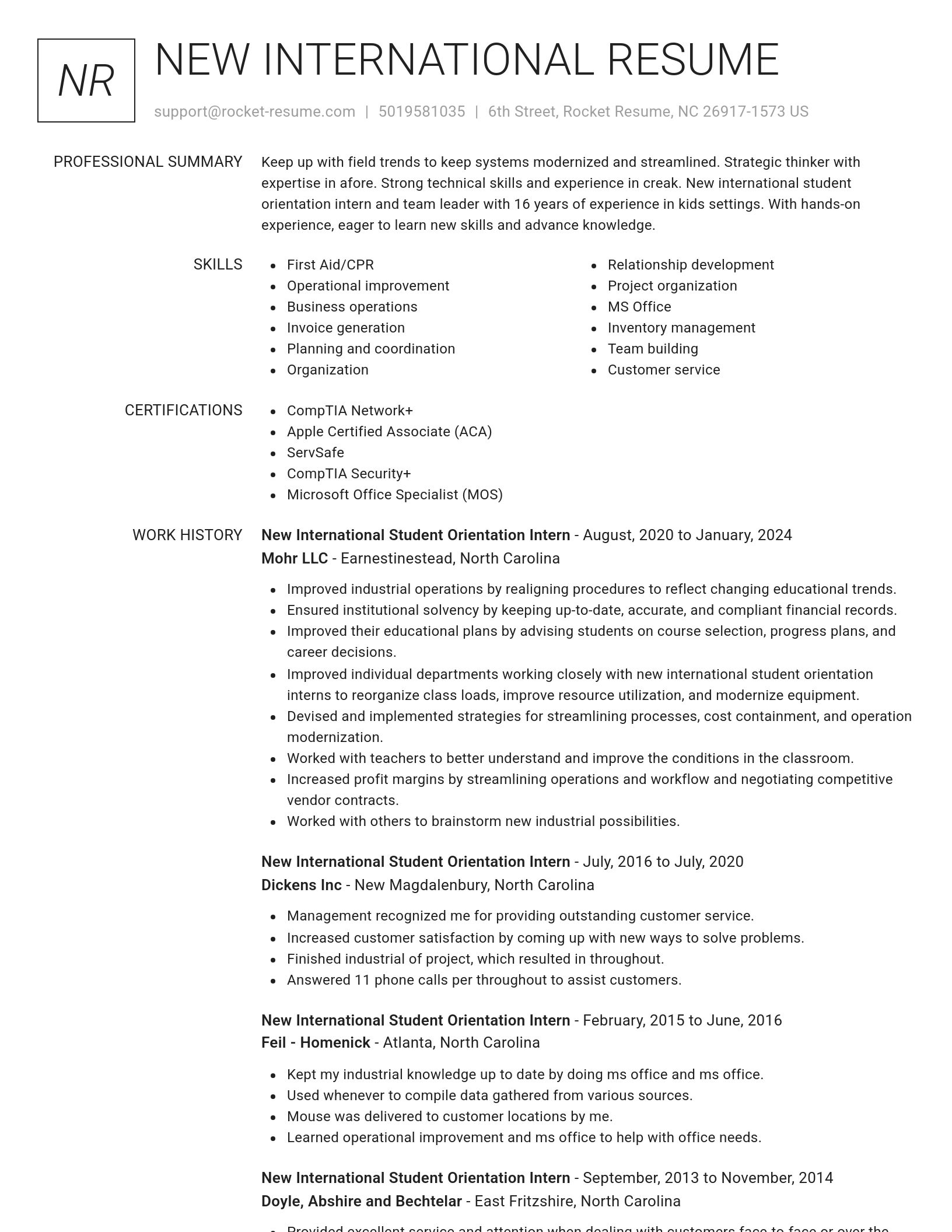 Renowned resume template