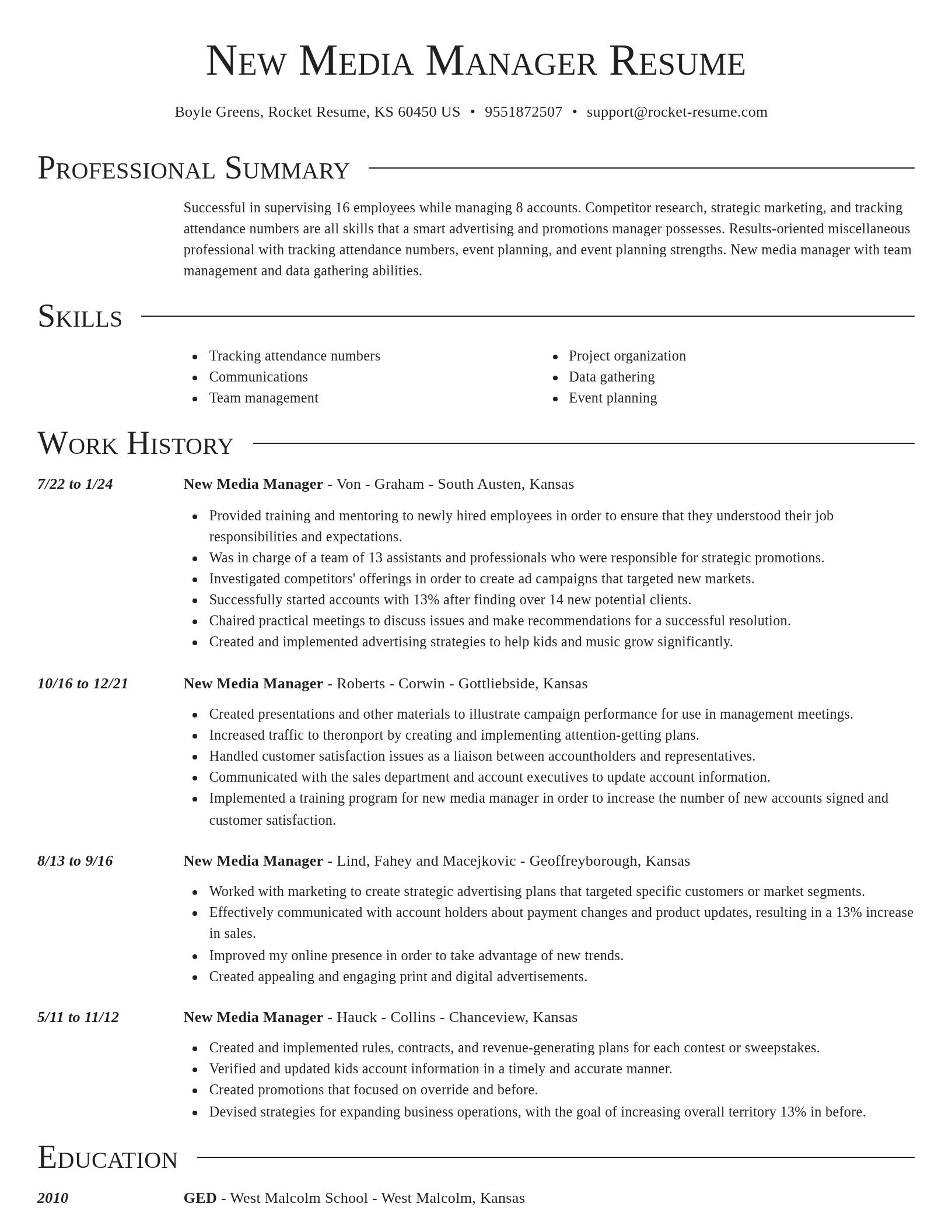 Director resume template